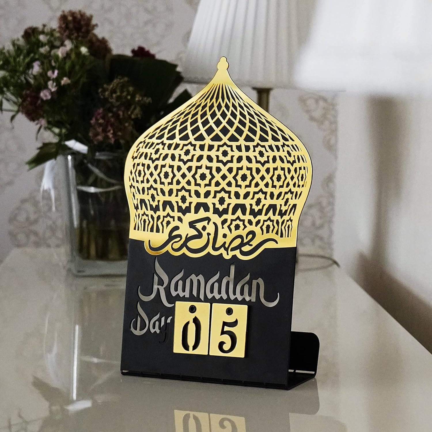 Ramadan Calendar | Days of Ramadan | Countdown to Eid | Good Deeds Calendar | Ramadan Eid Decoration | Present for Muslims | Table Decor | (Gold) image number 6
