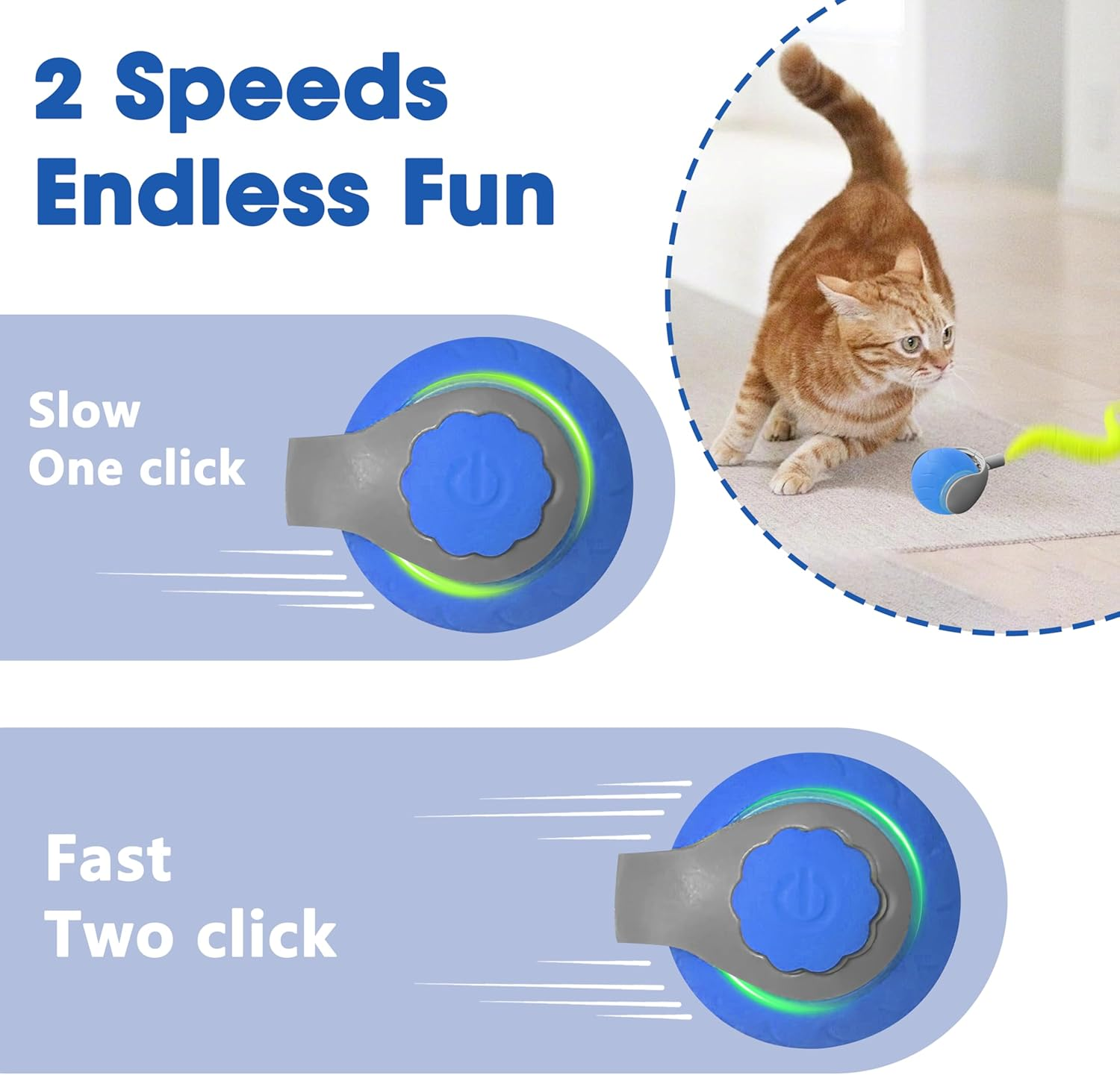 Interactive Cat Toy Ball with Tail&ndash;2025 Upgrades Cat Toys for Indoor USB-C Rechargeable
