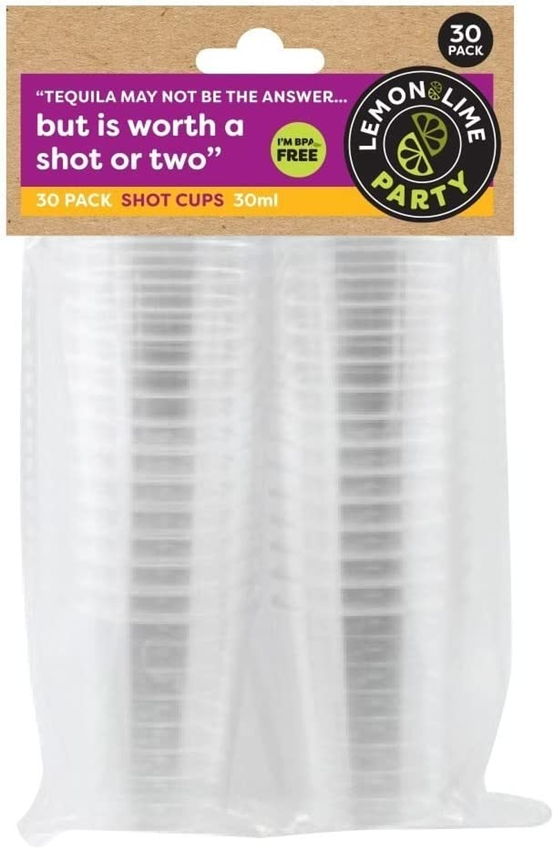 Lemon & Lime Reusable Shot Cups 30-Pack, 30 Ml Capacity, Clear
