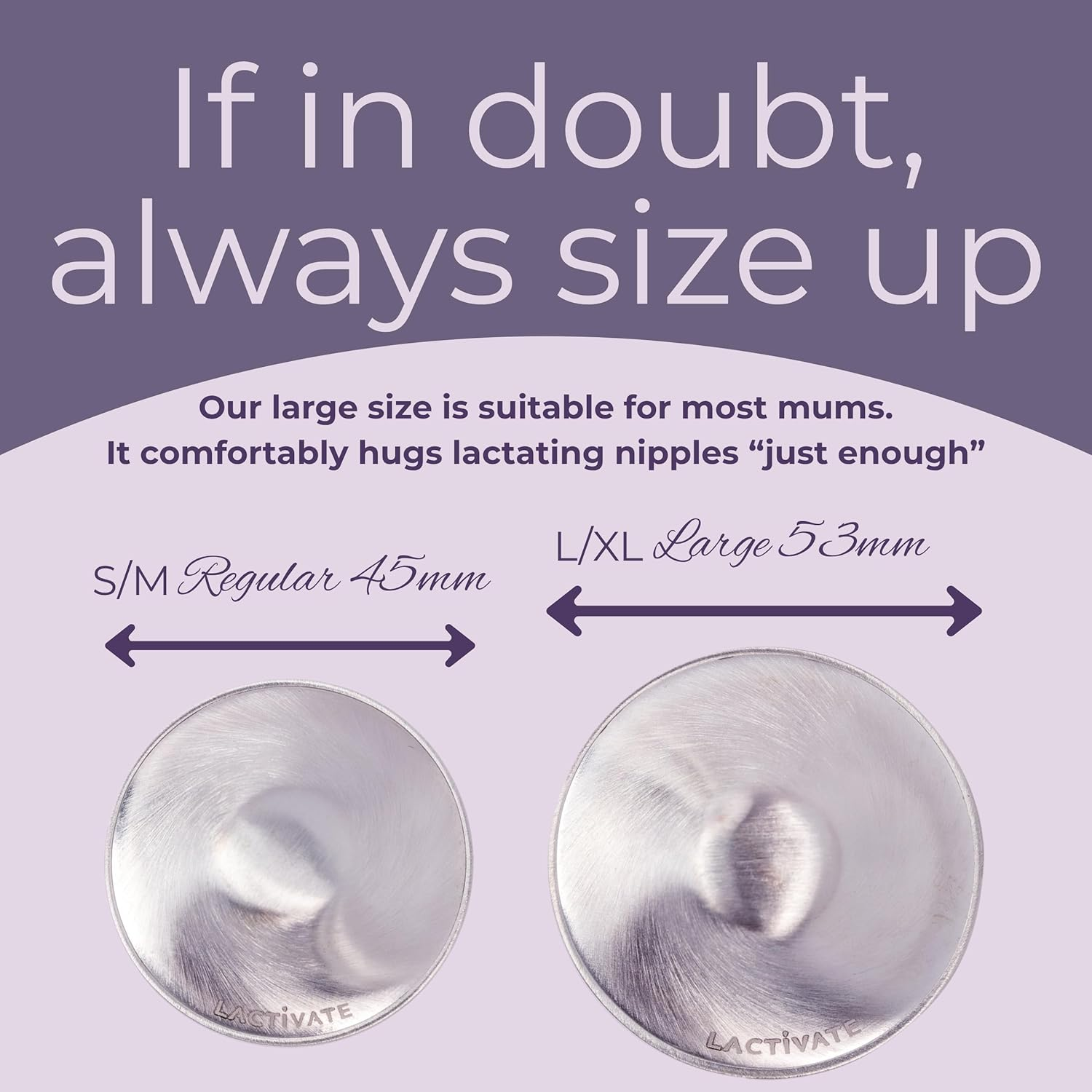 Lactivate Silver Nursing Cups S/M 45Mm &ndash; Pure Solid 925 Sterling Silver Nipple Shield for Breastfeeding &ndash; Soothe Sore, Cracked Nipples &ndash; Set of Two Breast Shields in a Soft Storage Pouch image number 4
