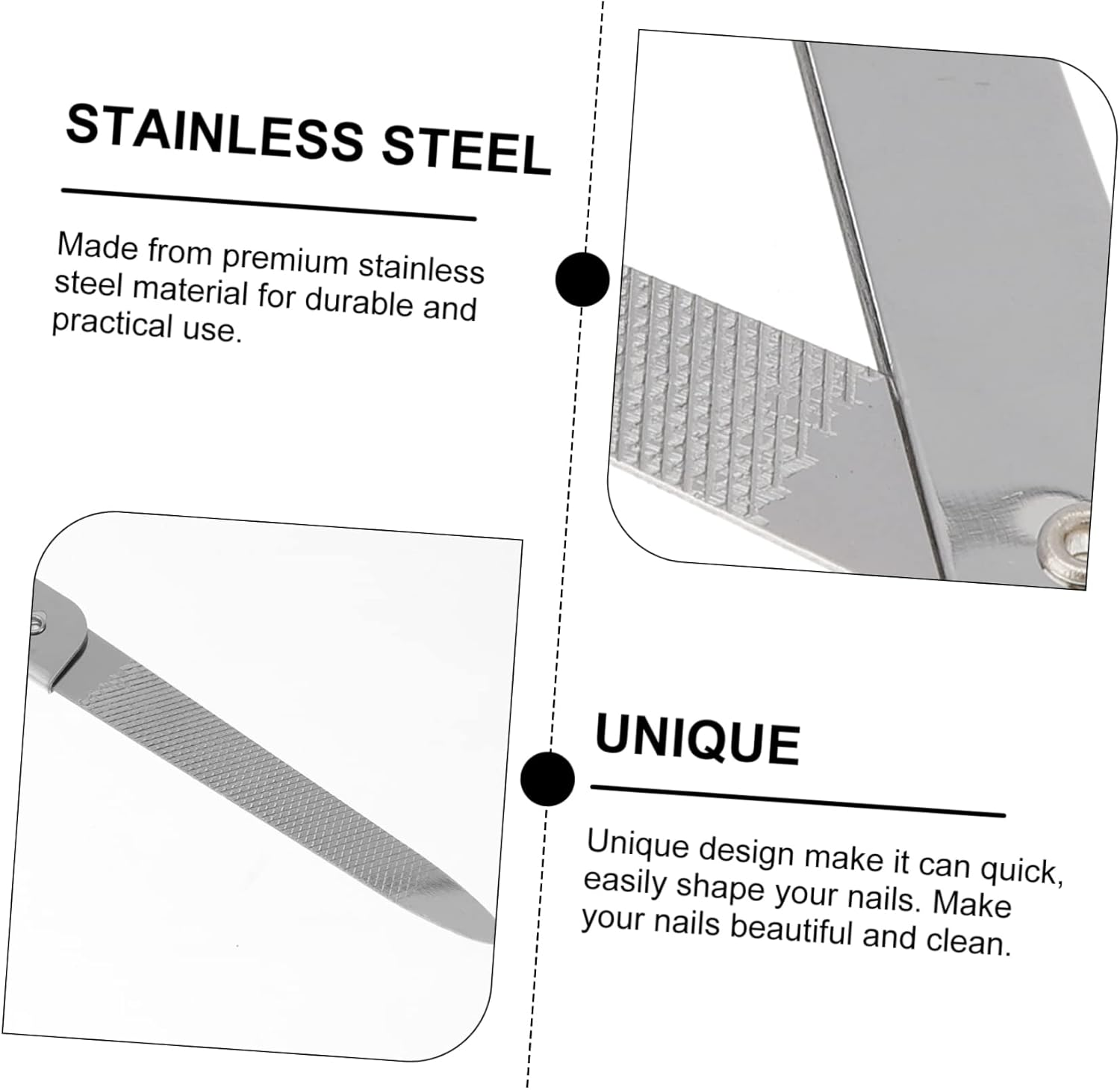 VICASKY 6Pcs Foldable Stainless Steel Nail Files and Nail Scissors Set Compact Manicure Tools for and Travel Use image number 4