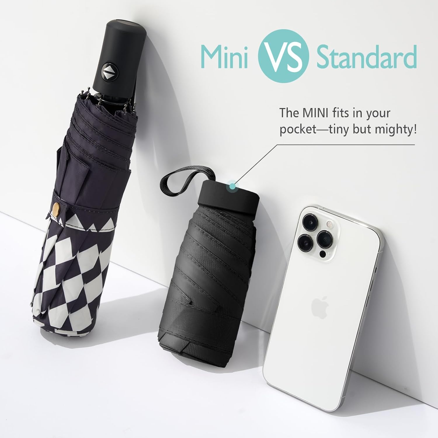 Compact Mini Umbrella for Purse - Lightweight, Pocket-Sized Travel Umbrella with Black UV Coating for Sun Protection, Purple