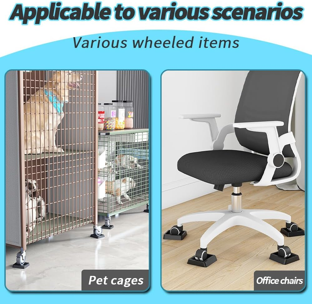 TOMVAES 10 PCS Rubber Furniture Coasters Wheels Stoppers, Anti-Sliding Sofa Bed Roller Stopper, Caster Cups Pads for Furniture Feet and Floors Protectors image number 2