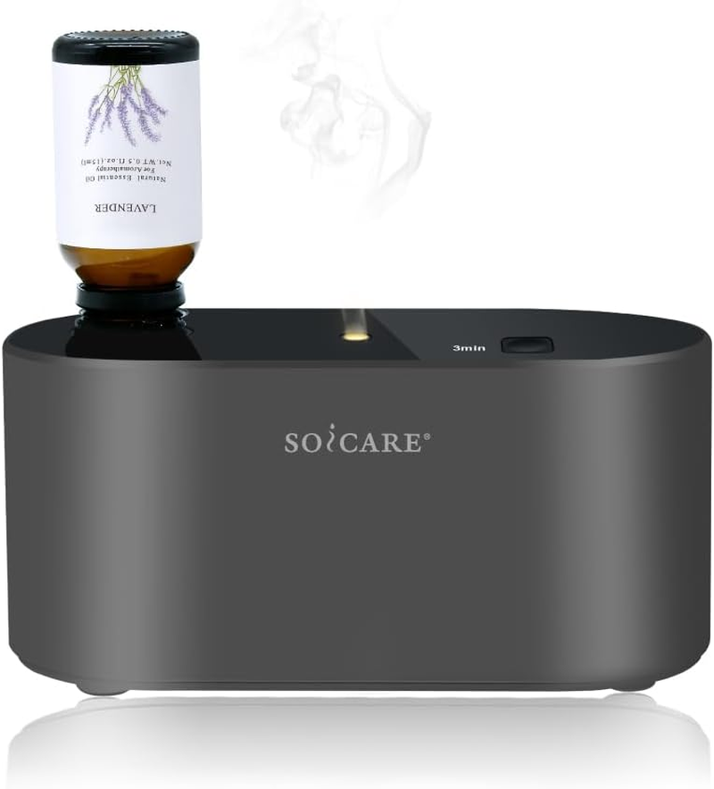 SOICARE Cordless Rechargeable Waterless Diffuser for Essential Oils, Battery Operated Wireless Portable Nebulizing Essential Oil Diffuser, Scent Diffuser for Home,Room,Office, Hotel Collection(Black)