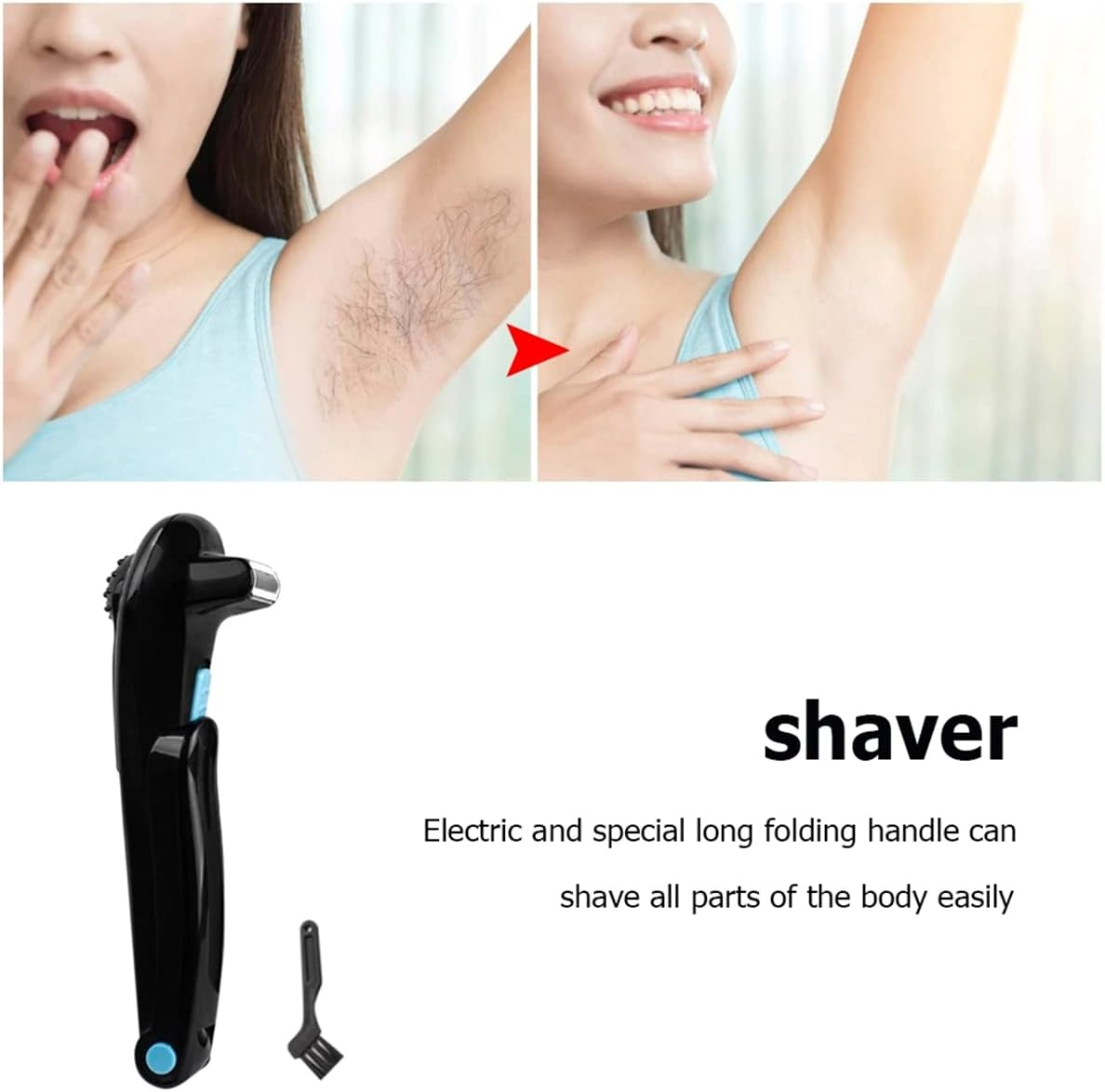 Electric Back Hair Shaver - 180 Degrees Foldable Back Shavers Removal Shave Wet or Dry Detachable Body Hair Trimmer for Men Travel image number 6