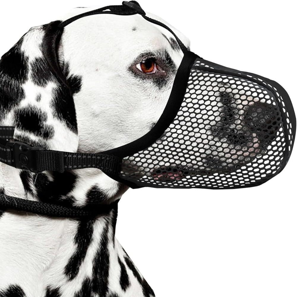 Dog Muzzle, Breathable Soft Muzzle for Extra Small Dogs to anti & Prevent Barking Biting Chewing, Reflective & Adjustable Basket Muzzle with Air Mesh for Dachshund (Black, S) image number 1