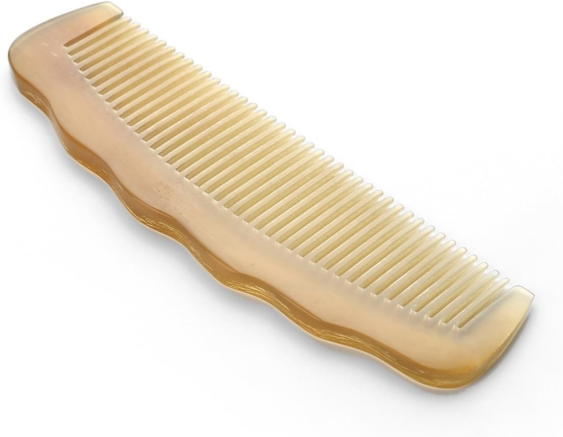 Wide Tooth Hair Comb Premium Natural Sheep Horn Comb 100% Handmade anti Static Hair Detangler Comb Semicircle Pocket Comb(Semicircle STY2)