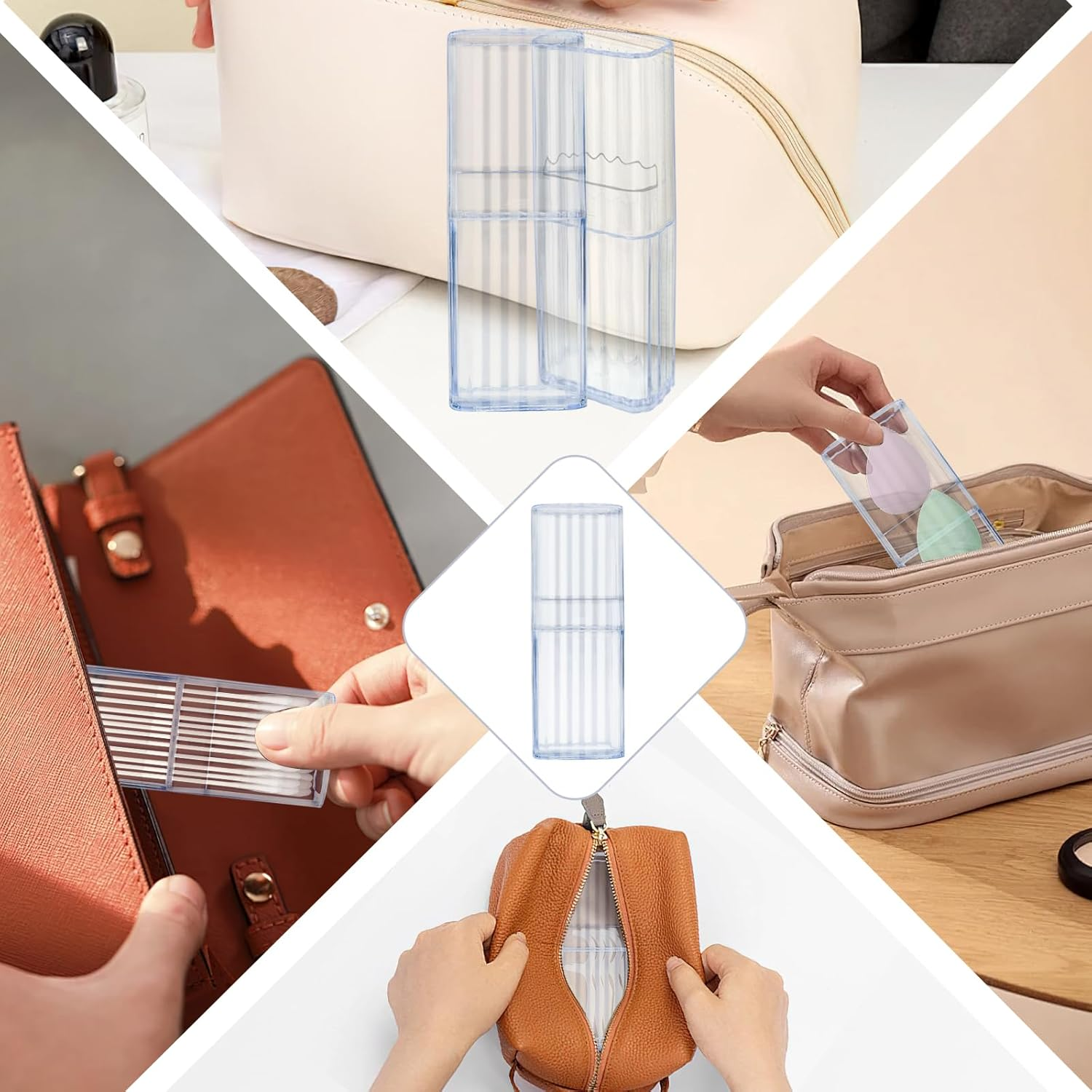 9 Pcs Mini Floss Qtip Travel Case，Flosser Cotton Swab Holder for Travel，Portable Transparent Flosser Dispenser Storage Case for Organize Small Items (White) image number 4