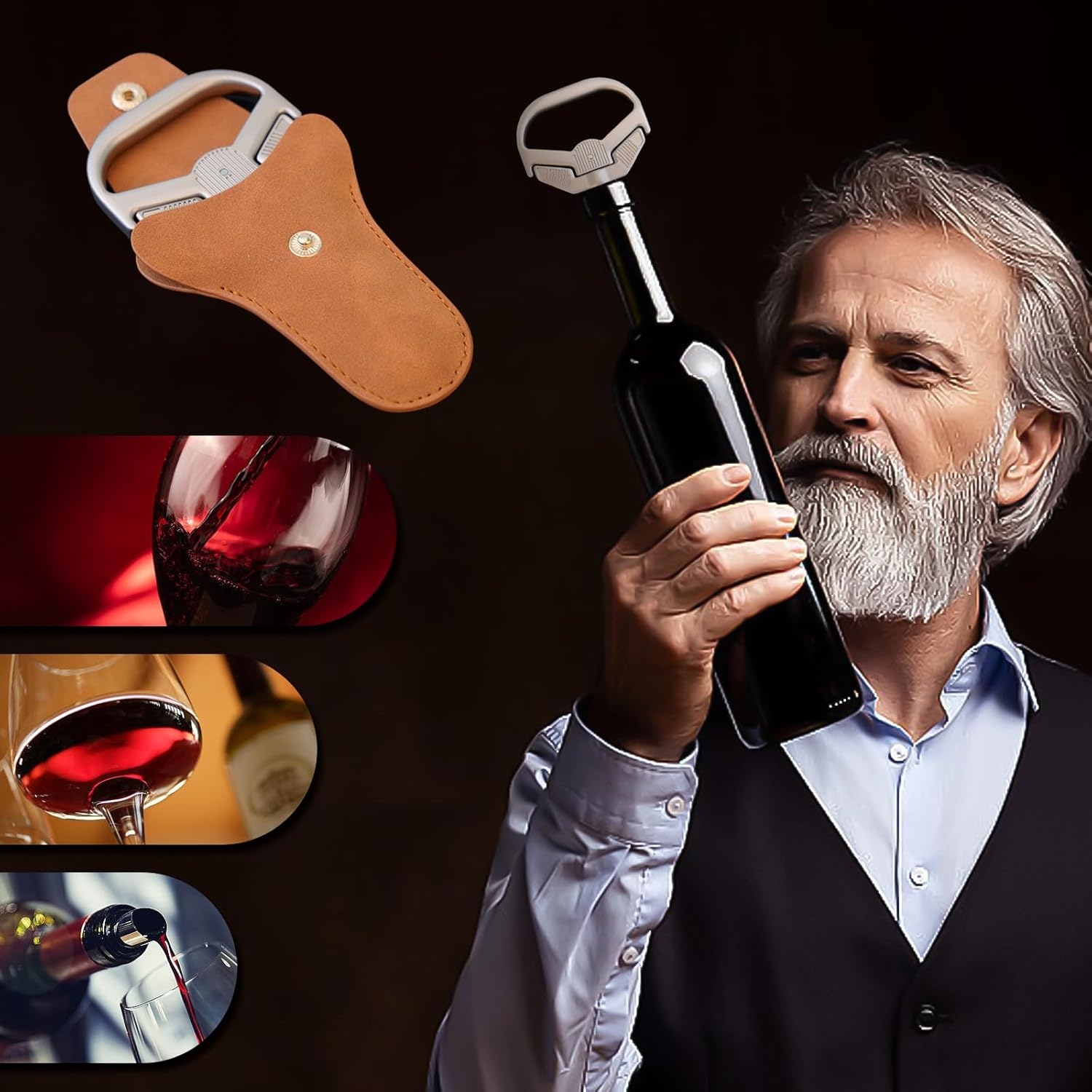 3 in 1 Ah-So Wine Opener & Wine Cork Openers,Ah so Wine Opener for Connoisseurs to Remove the Older and Fragile Wine Corks,Old Wine Corkscrew Wine Bottle Openers(Classic) image number 4