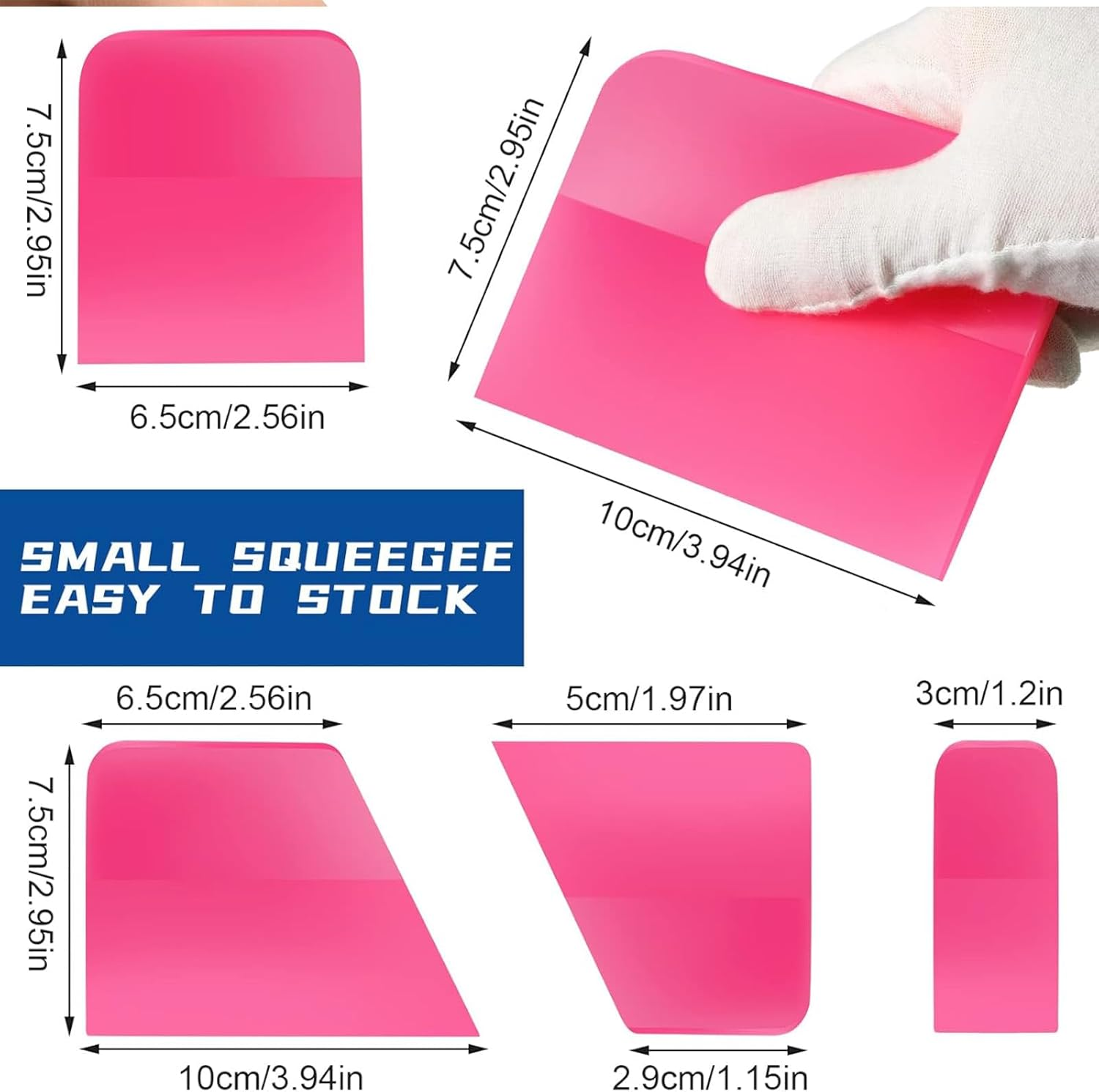 5 in 1 TPU Squeegee Kit, Anti-Scratch Soft Squeegee for Vinyl, Tint, Paint Protection Film, Window/Household Cleaning, Water Blade Scraper for Mirror & Surface Care
