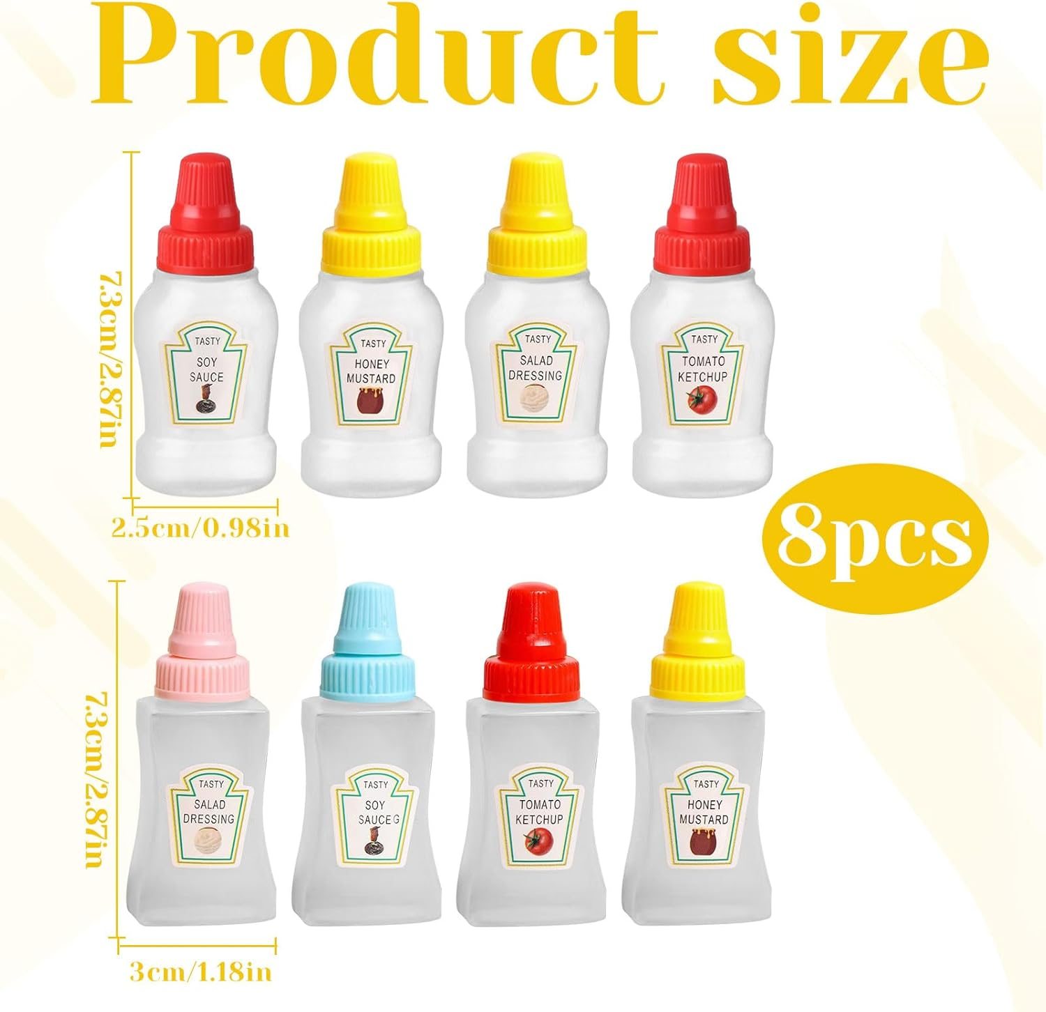 Sauce Container, 8 Pcs Squeeze Bottle, Mini Sauce Bottle, Mini Condiment Squeeze Bottles, 23Ml Condiment Squeeze Bottle for Bento Box Accessories, Empty Plastic Salad Dressing Container image number 3