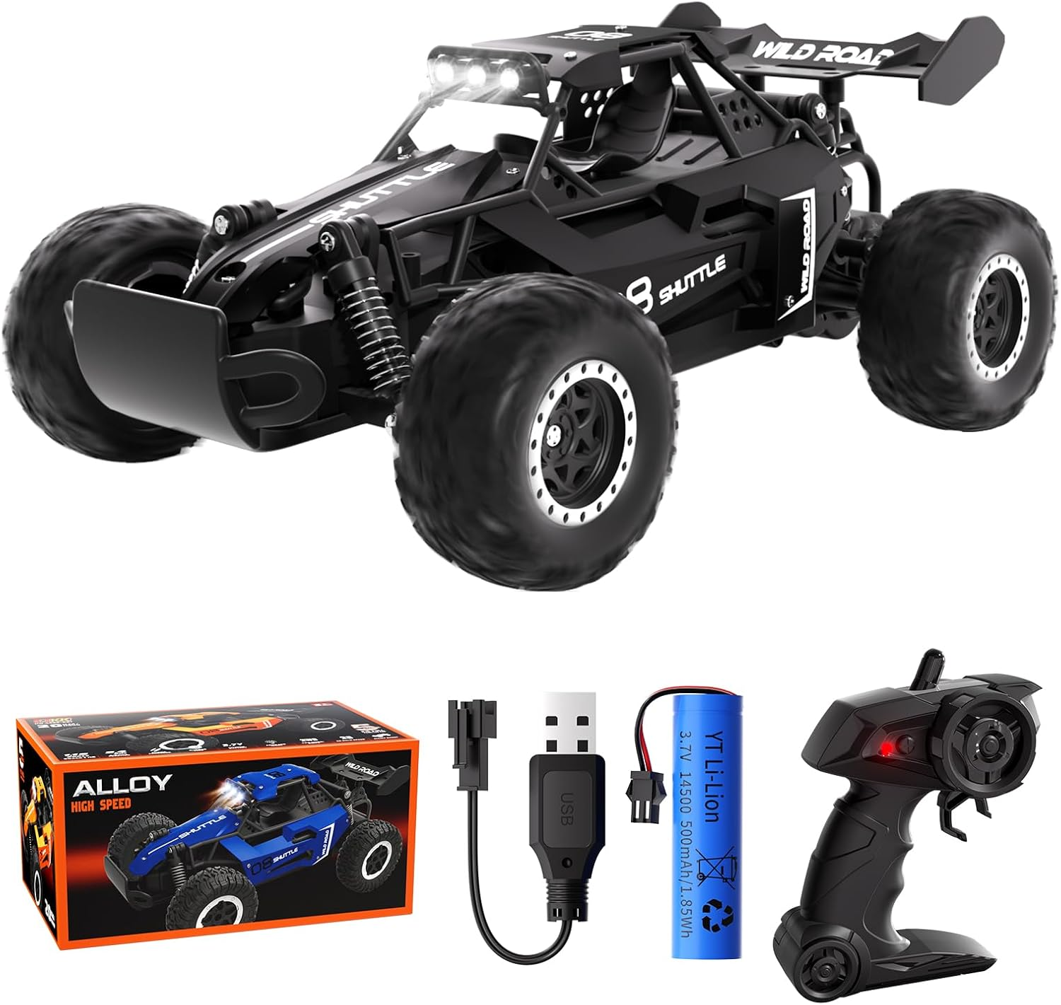 Remote Control Car,1:16 Scale Alloy RC Cars Toys for Boys Kids, 2.4Ghz 4WD Off-Road Vehicle with LED Headlight(Orange)