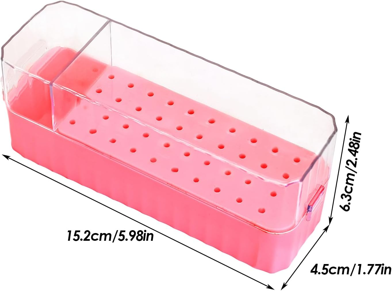 Nail Drill Bits Holder | 40-Hole Nail Tool Holder | Transparent Lid Grinding Tips Display Box Dustproof for Pedicure Prep Salon Workstation Art Detailing Youth Girl image number 6