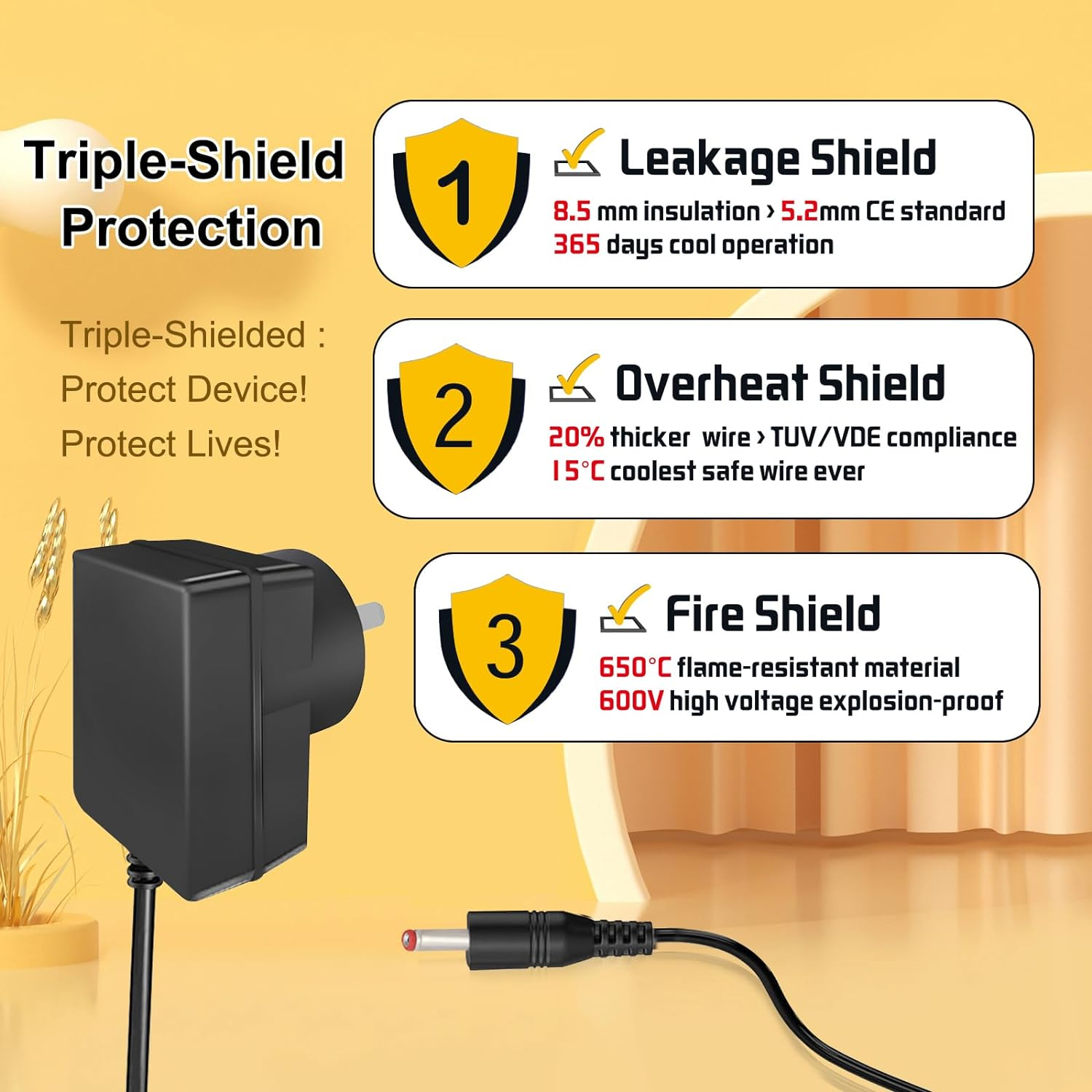 Premieradapter Replacement Power Supply for 6V Telstra TV (Roku) Power Adapter Model: Mh12Ah059200-A3, 6V Philips Avent SCD600/10 SCD610 Cable [6A03] image number 1