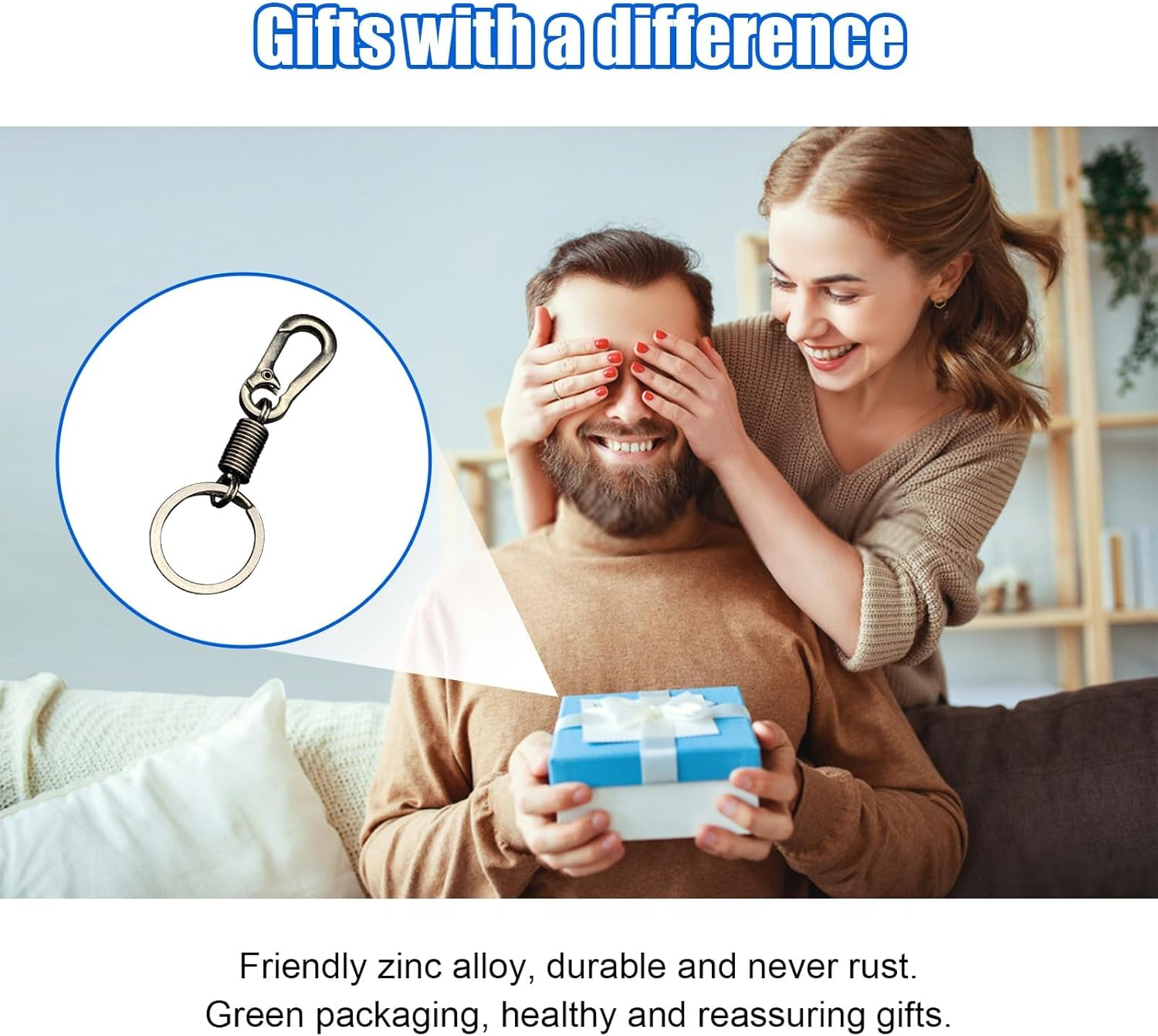 2PCS Retro Style Simple Strong Carabiner Keychain, Metal Car Key Ring with Clip Spring Fixed, Universal Auto Fob Key Keychain Holder, Vehicle Accessories for Men and Women image number 2