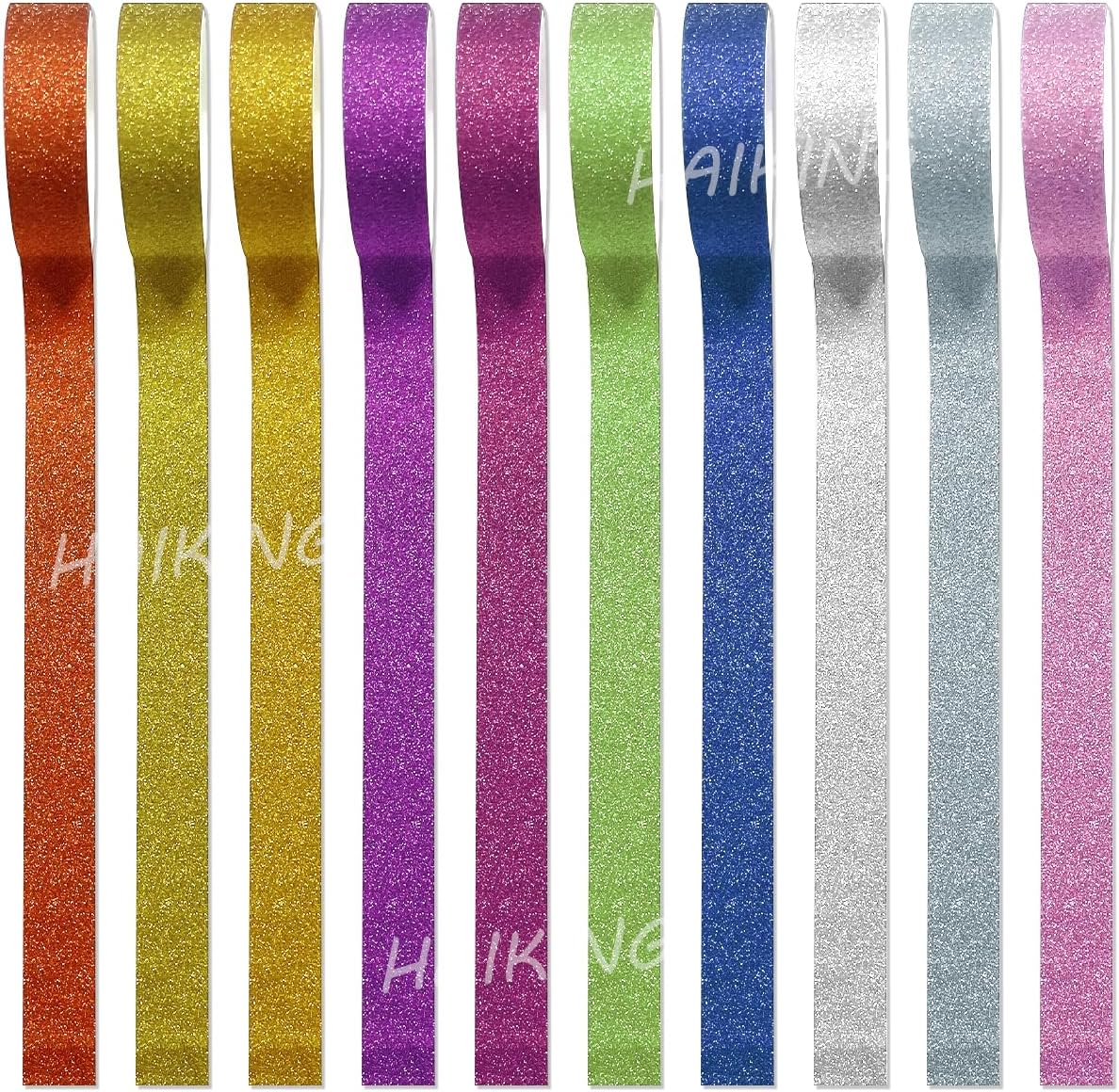 Glitter Washi Tape Set, 10 Rolls Colored Sparkle Decorative Tapes for Craft, Scrapbook, Gift Wrapping (3M/9.8Ft) image number 3