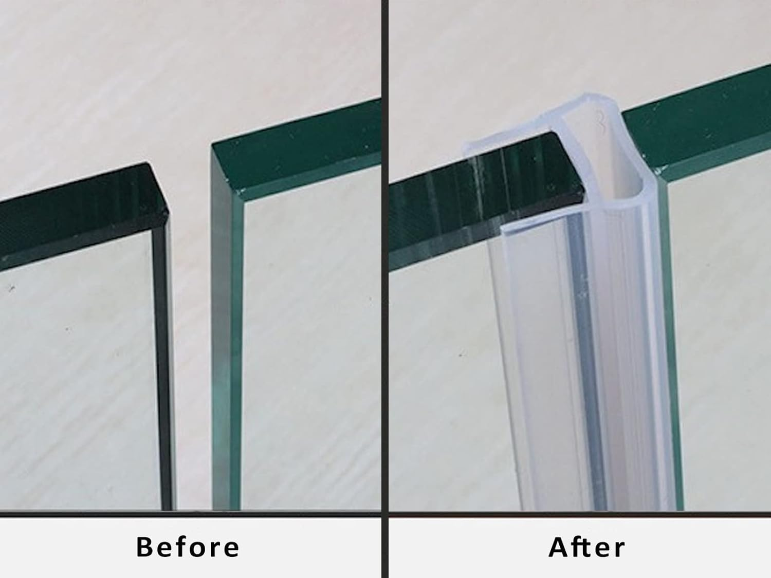 Shower Door Seal Strip, 78.7" Soft Frameless Glass Shower Door Sweep Side Seal to Stop Shower Leaks U Type,Fit for 10Mm (3/8&rdquo;) Glass Door Translucent image number 1