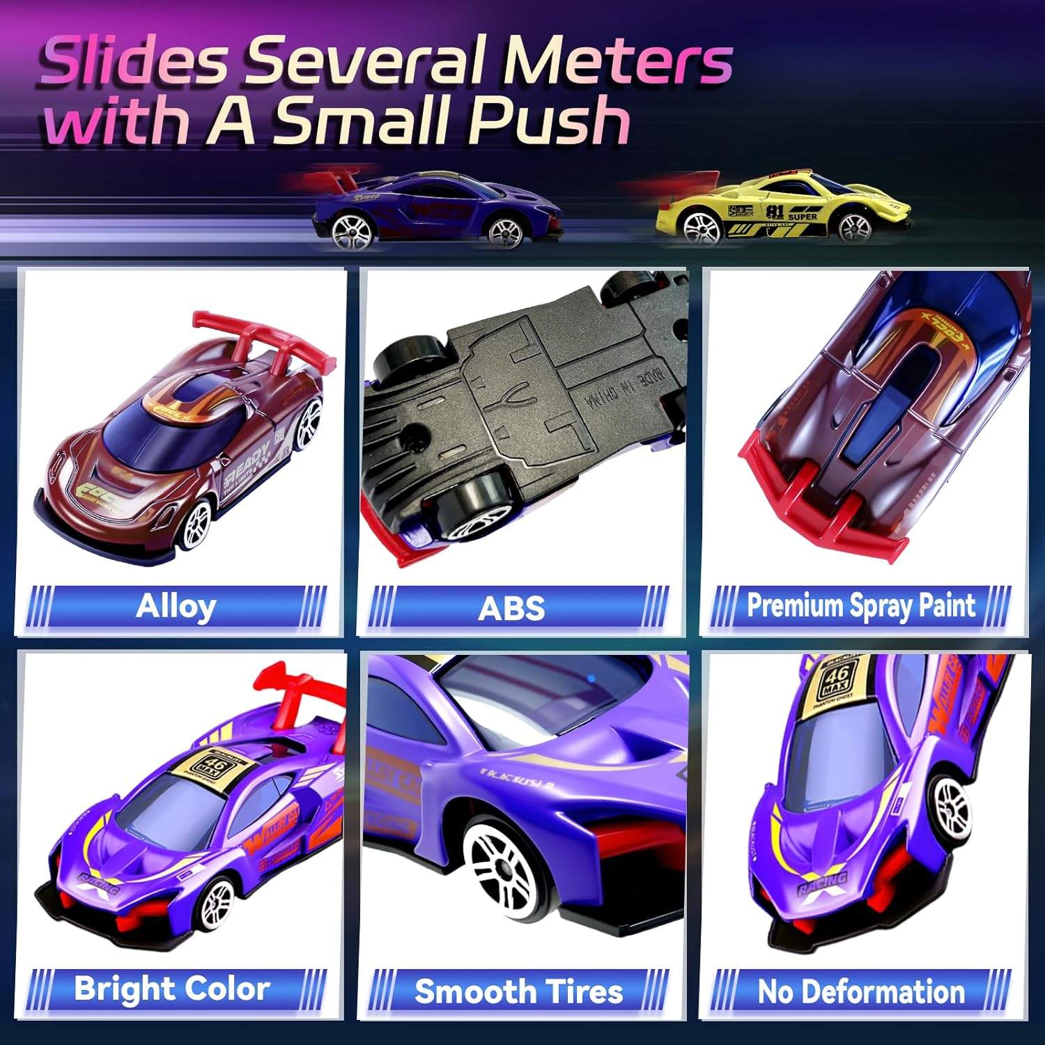 Color Change Race Car Series - 6Pcs Color Change Sports Car Toy,Vehicle Bath Toy Set,Bathtub Water Table Toy,For Easter Fillers,Goodie Bags Fillers,Themed Party,Carnival Prize for Kids 3+ image number 6