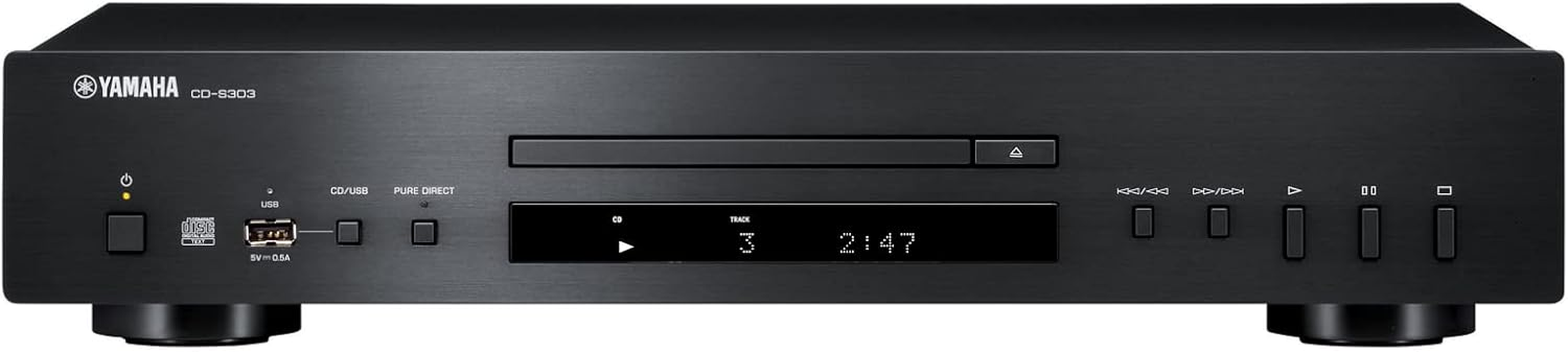 Yamaha CD-S303 CD Player with Pure Direct, USB Port, CD-R/RW Disc Playback, MP3/WMA/LPCM/FLAC Compatibility, Black