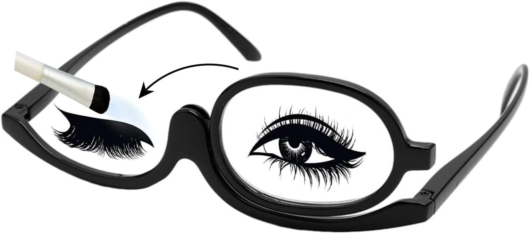 Queenbox +2.5 Make-Up Readers Single Lens Cosmetic Glasses Magnifying Glasses Fashion Eye Make up Flip Spectacles, Black