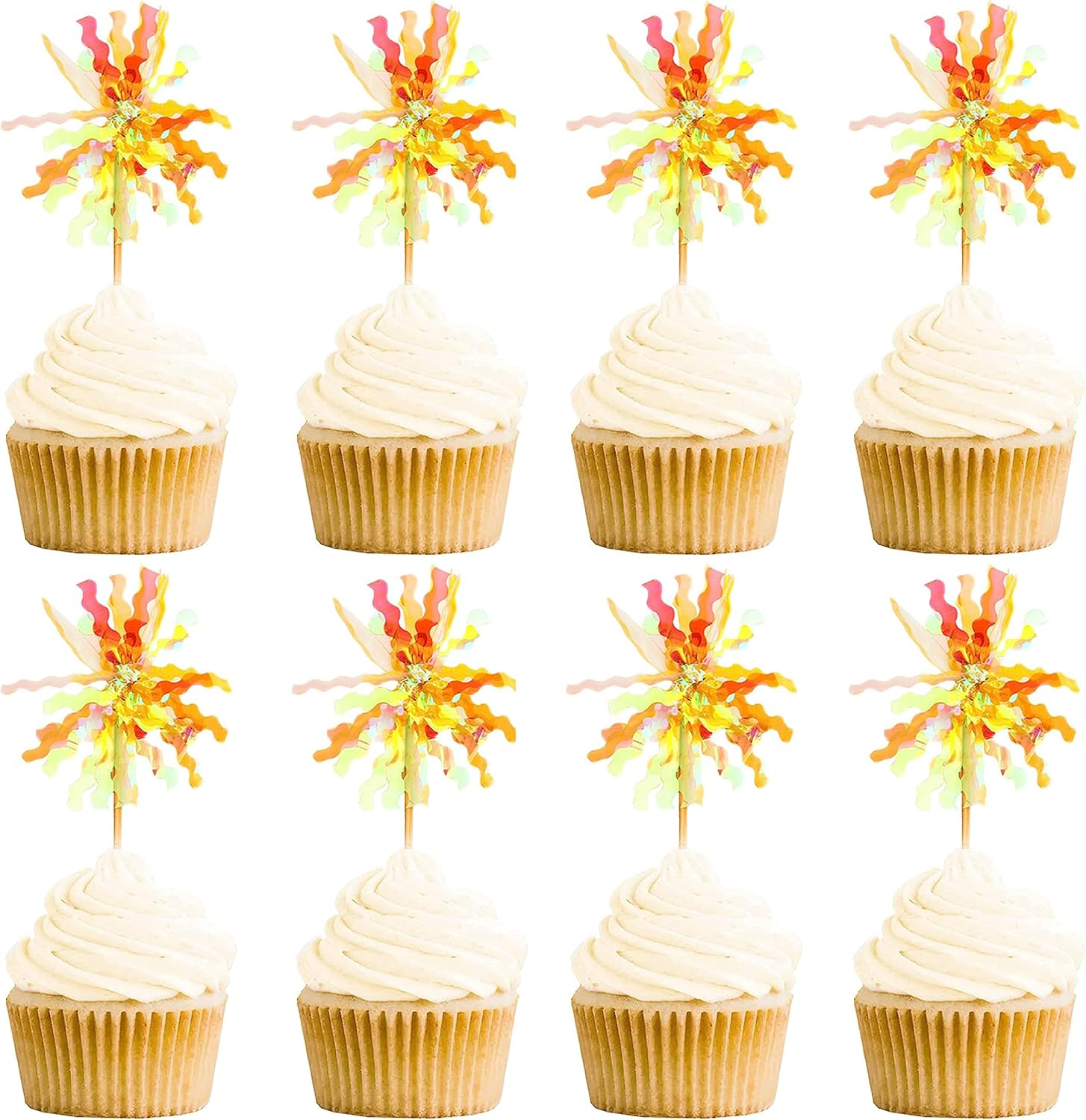 30PCS Foil Firework Cupcake Toppers, Takemay Happy Birthday Rose Cake Toppers, Sparkle Tinsel Flower Drink Stirrers Cocktail Food Fruit Toothpicks for Xmas Party Birthday Wedding Ceremony image number 4