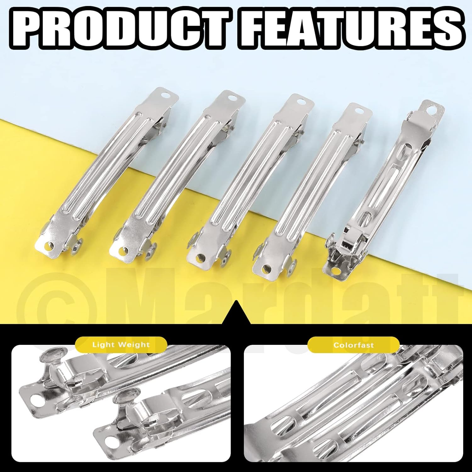 80 Pcs French Barrette Hair Clips Assortment Set 3.14 Inch Silver Metal Blank Alligator Hairpin Rectangle Craft Bow Clips for DIY Hairdressing Accessories (8 Cm)