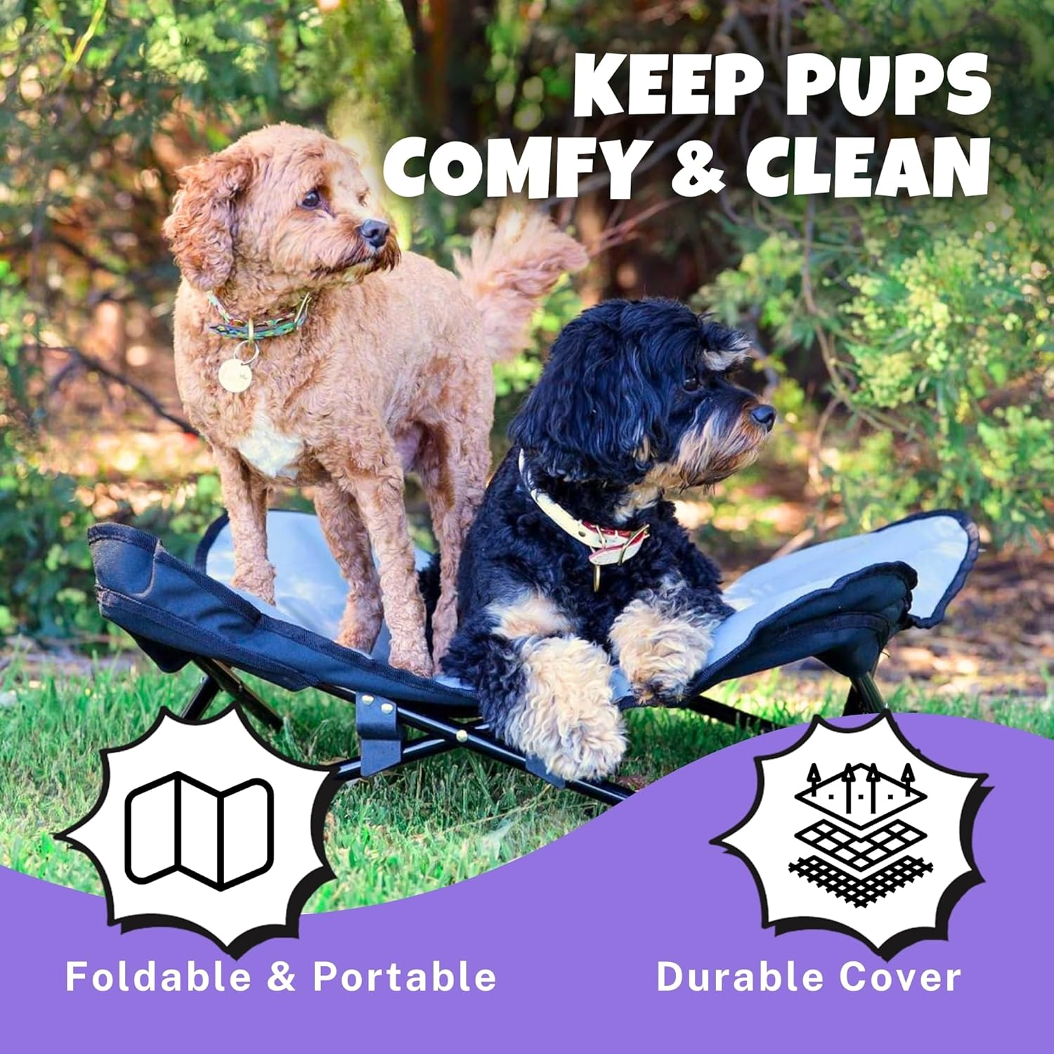 Charlie'S Pet Portable and Foldable Outdoor Pet High Chair Scratch-Resistant Highly Breathable - Black 90X90X25Cm; It Can Load a Maximum Weight of 45Kg image number 6