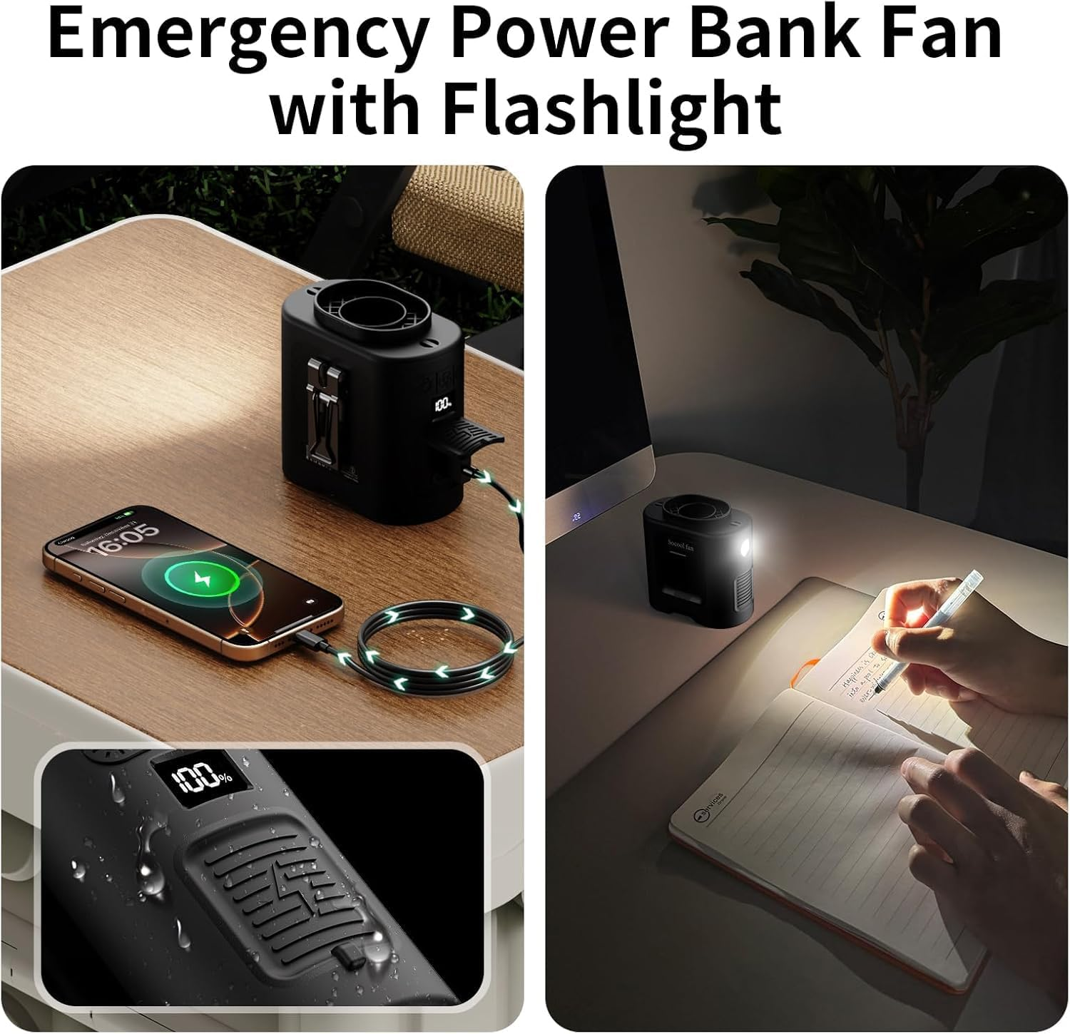 14500Mah Belt Fan, Waist Fan with Max 67H Working Time and 5 Speeds Adjustable, Clip on Fan for Outdoor Jobsite Camping Farms (Black) image number 2