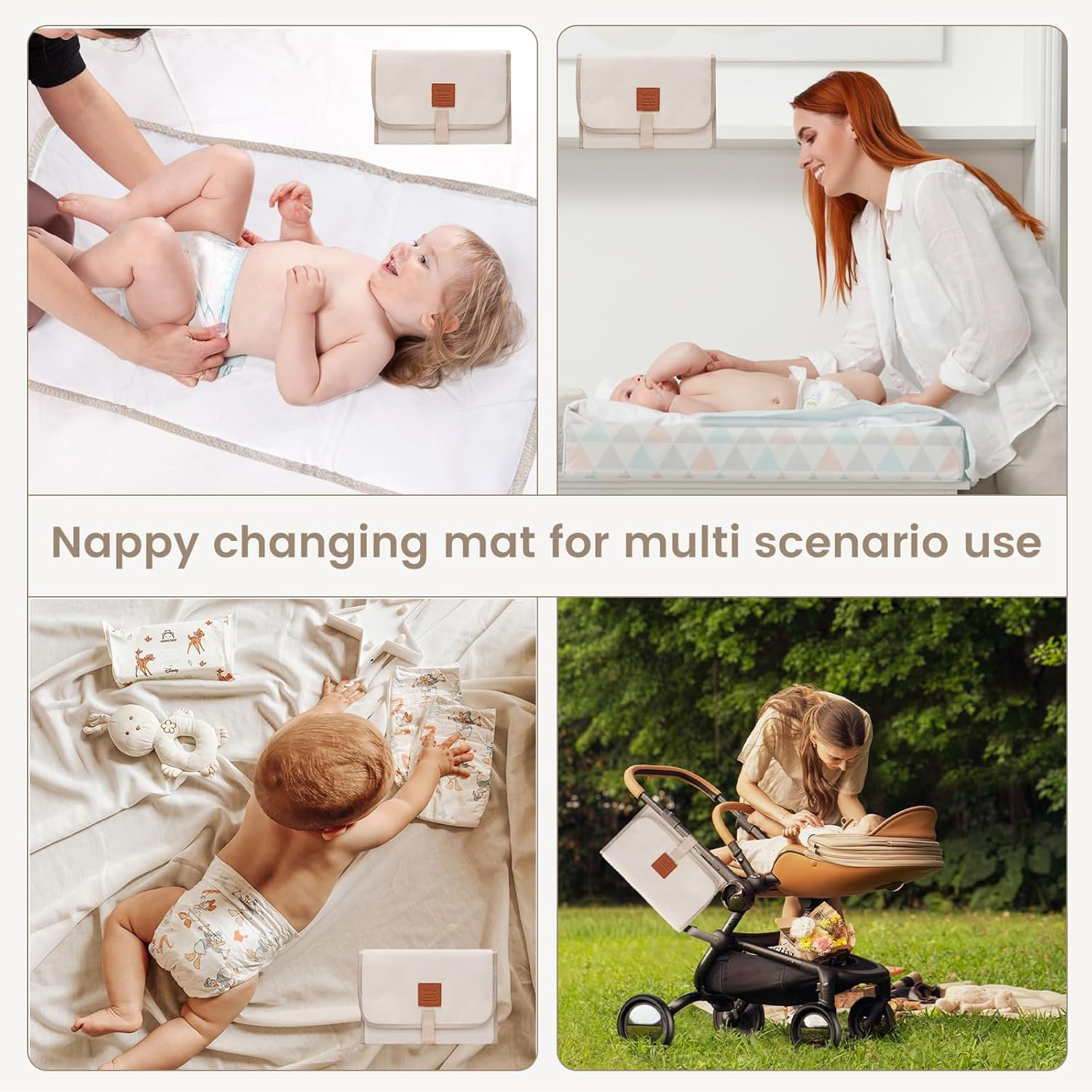 Baby Changing Mat, Travel Changing Mat, Foldable and Portable, Suitable for Travel, Family, and Outdoor Use (Ivory) image number 5