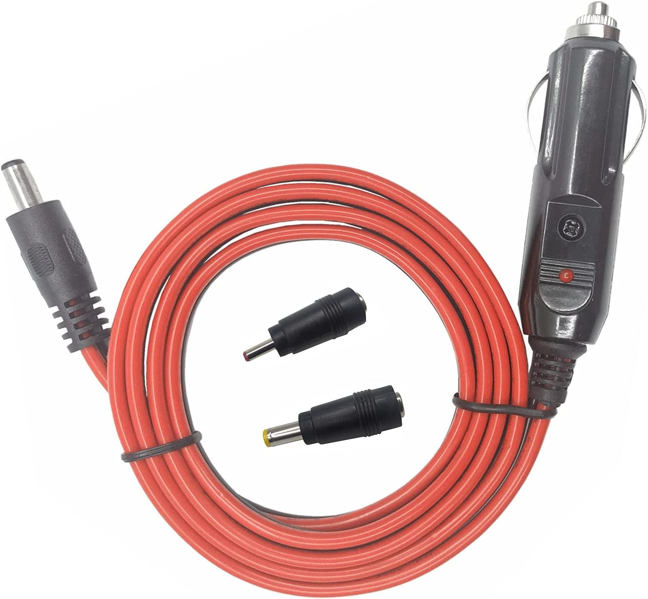 DC 5.5 X 2.1Mm Connector Car Charger Power Supply Cord 4Ft - 12V 24V Cigarette Lighter Male Plug with LED Light 16AWG Wire 15A Fuse for Portable DVD Player, Car, Camera image number 4