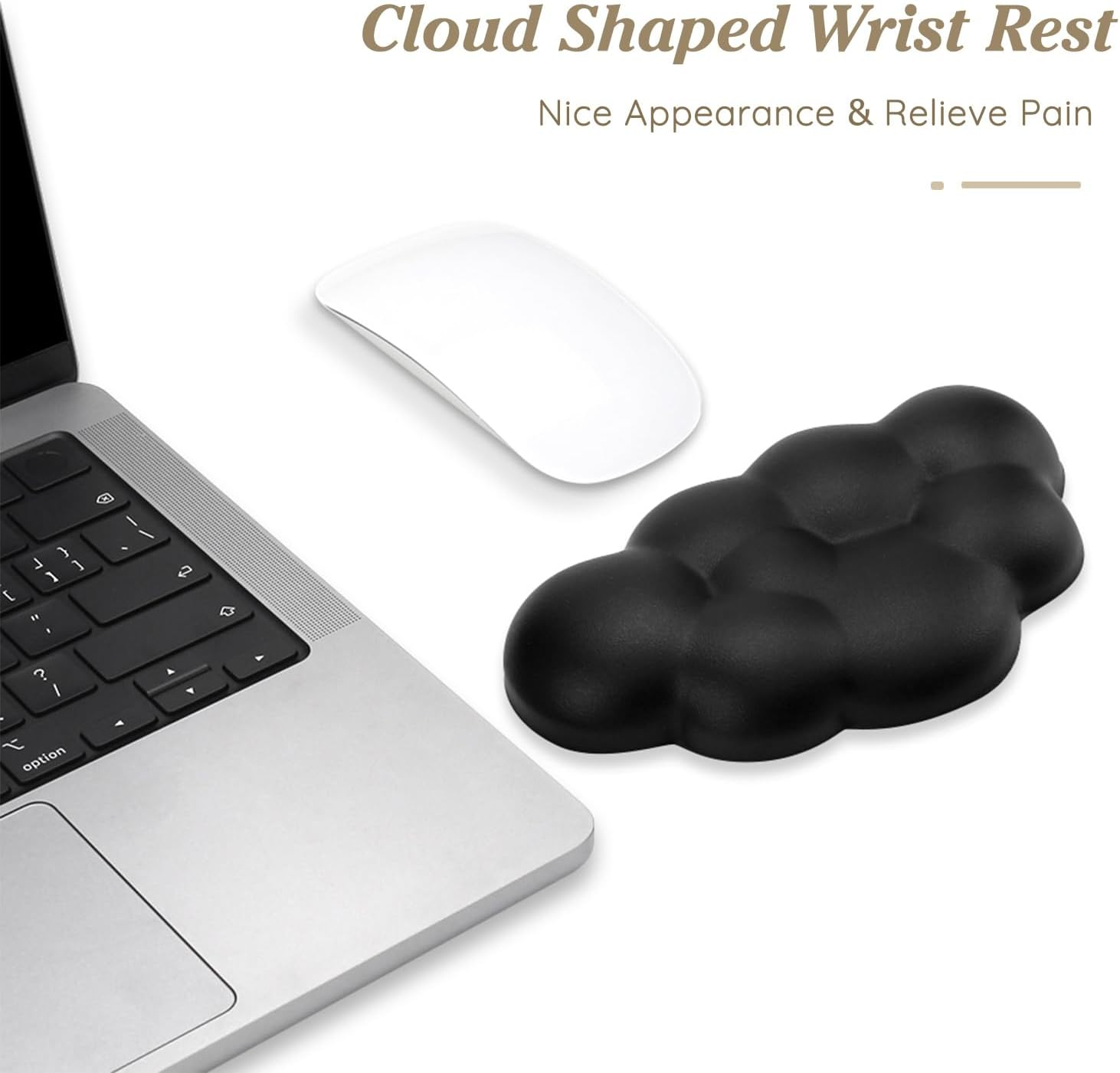 Cloud Wrist Rest Cushion for Mouse Ergonomic Soft PU Leather Memory Foam Wrist Pain Relief Mouse Wrist Support Pad with Anti-Skid Base for Office School Home Laptop & Computer Mouse (Black) - Pink image number 4