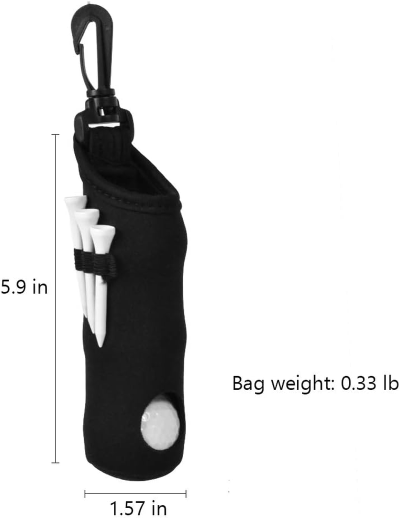 2 Pack Golf Ball Carry Bag Golf Tee Holder Pouch with Light Weight Hook Portable Golf Ball Storage Bag for 3 Golf Ball 3 Tees - Black+Red image number 4