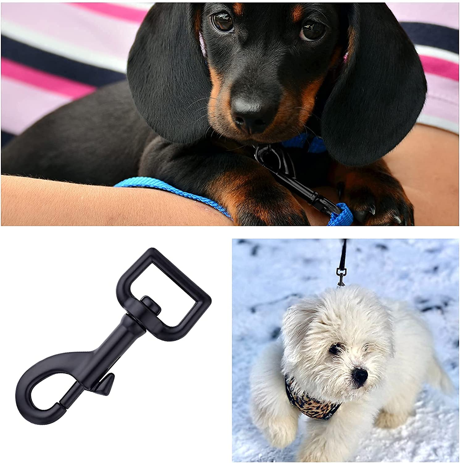 Swivel Eye Bolt Snap Hooks Black Heavy Duty Dog Leash Clips Dog Leash Clasp Dog Leash Snaps Hooks Trigger Clip Trigger Snaps 3/4" 4Pcs
