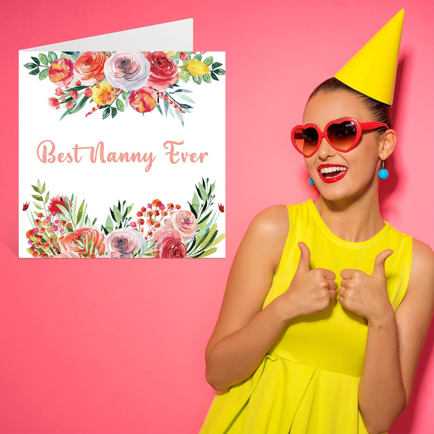 Birthday Cards for Nanny - Best Nanny Ever - Beautful Happy Birthday Card for Nanny from Granddaughter Grandson, Nanny Birthday Gifts, 145Mm X 145Mm Mother'S Day Greeting Cards for Nana Nan Nannie image number 2