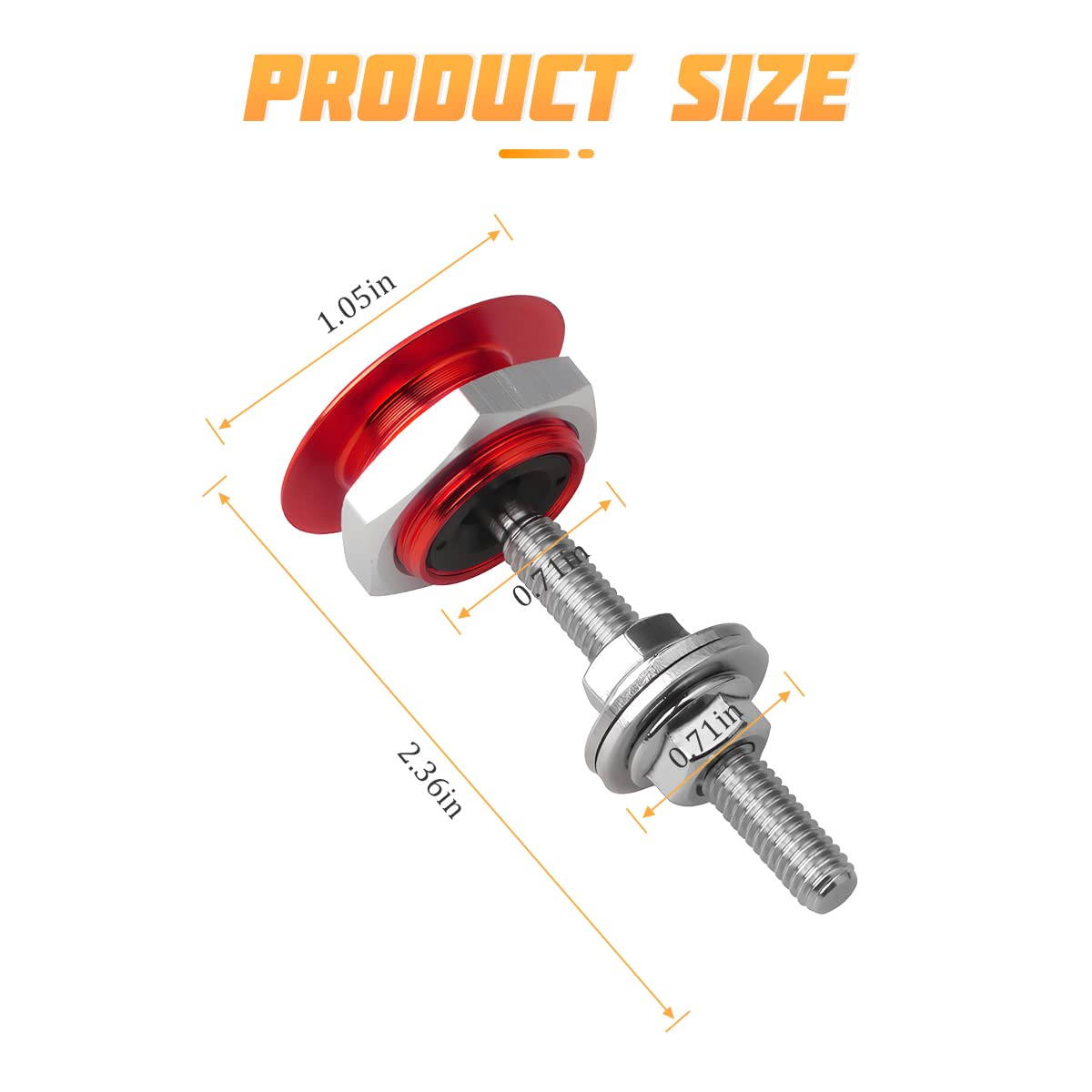 4PCS Universal Vehicle Hood Pins, Quick Release License Plate Lock Clip, Push Button Bonnet Kit, Aluminum Alloy Quick Latch Lock for Auto Bumper, Diameter 1.18 Inch Fits Most Cars (Red) image number 6