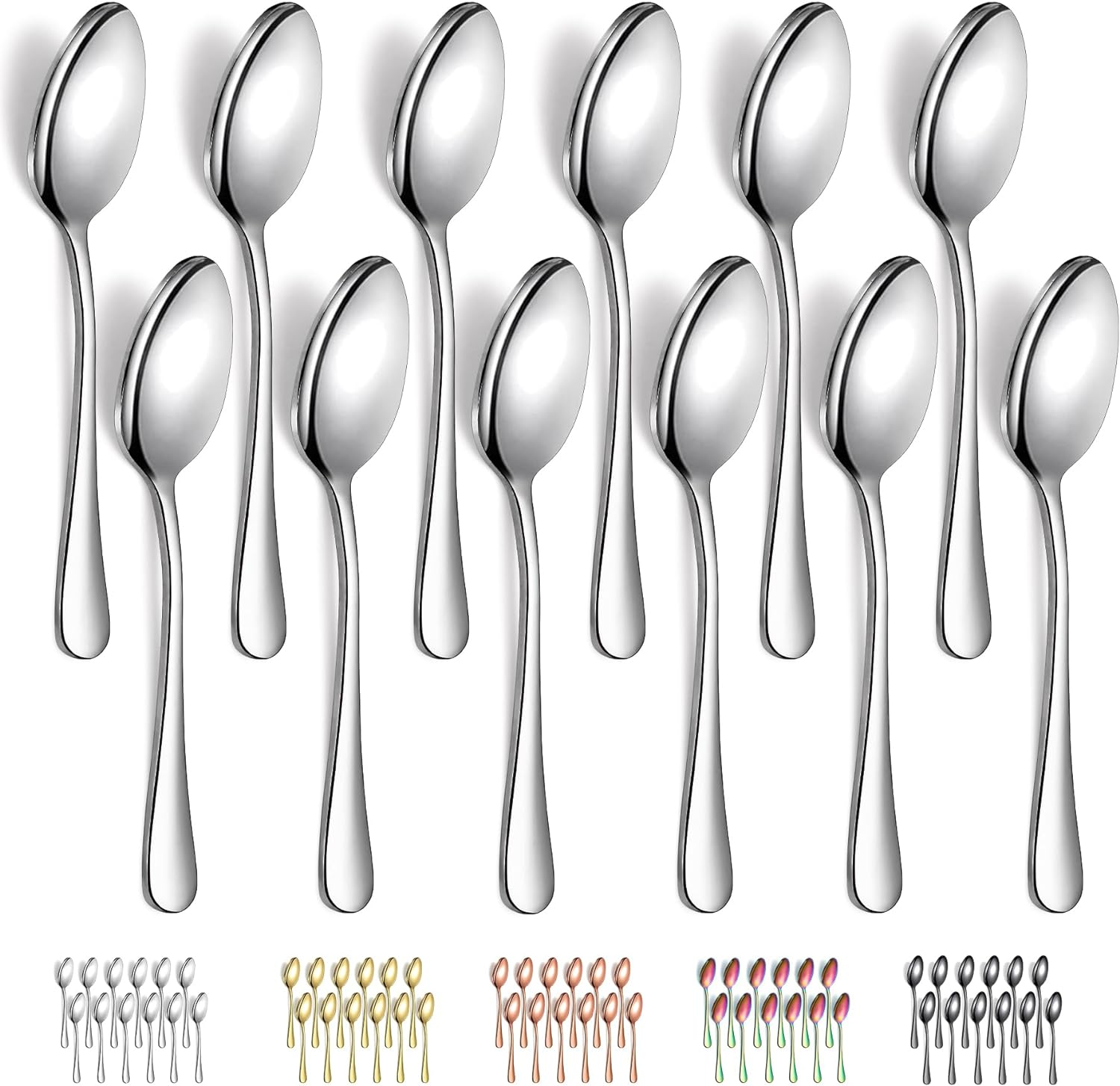 Evanda 12-Piece Modern Stainless Steel Dinner Spoons, 18.5Cm, Dishwasher Safe image number 4
