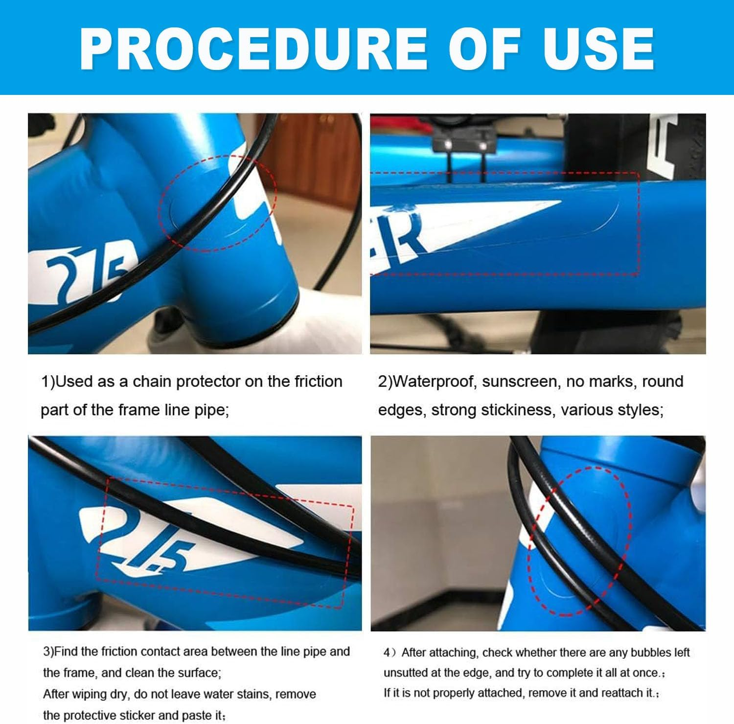 Frame & Chainstay Scratch Guard Sticker, Application, Protect Your Bicycle Bicycle Chainstay Protector Decal Chainstay Frame Guard Adhesive Protectors Film Cover