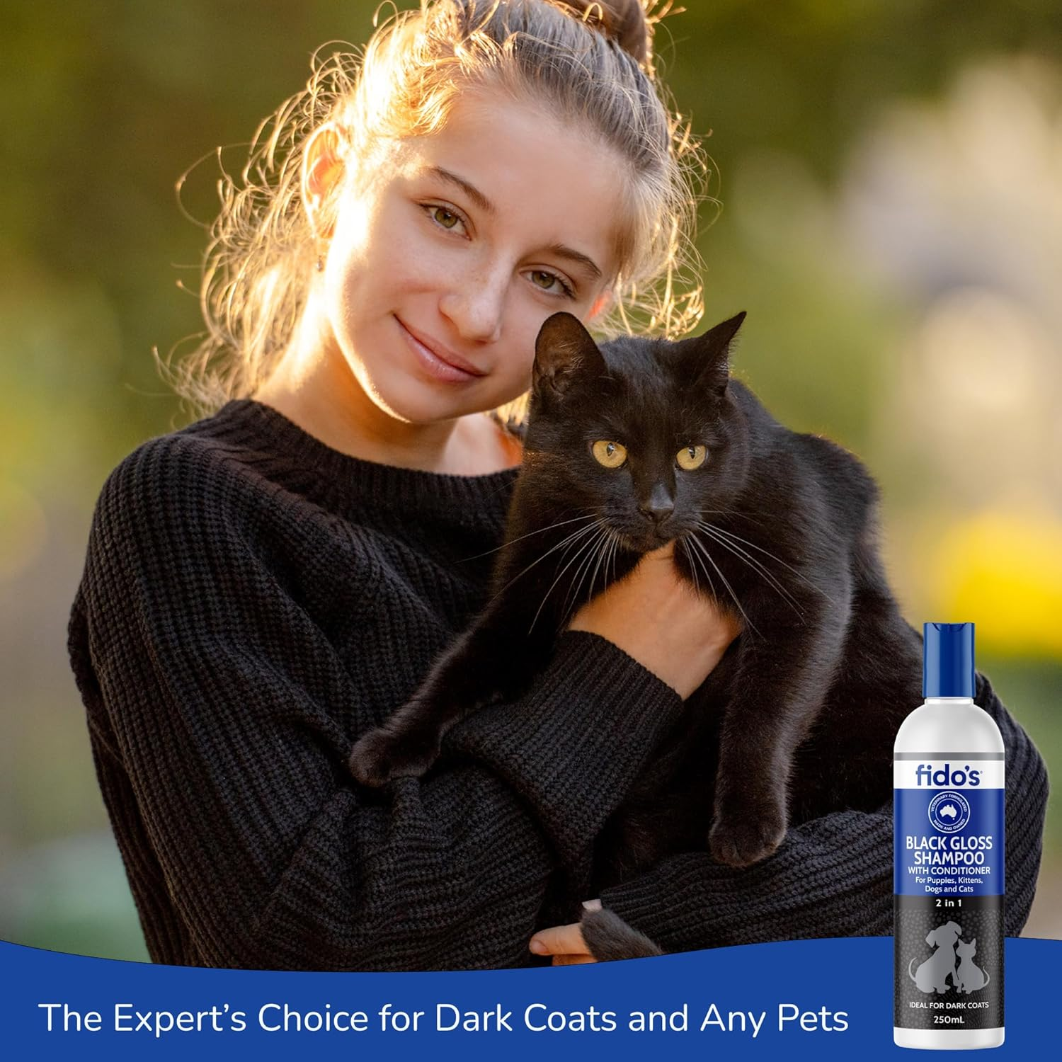 Fido&rsquo;S Black Gloss Shampoo 250Ml Soap Free Colour Enhancing Formula for Black and Dark Coloured Coats with Softening Conditioner and Strong Fruity Scent image number 1