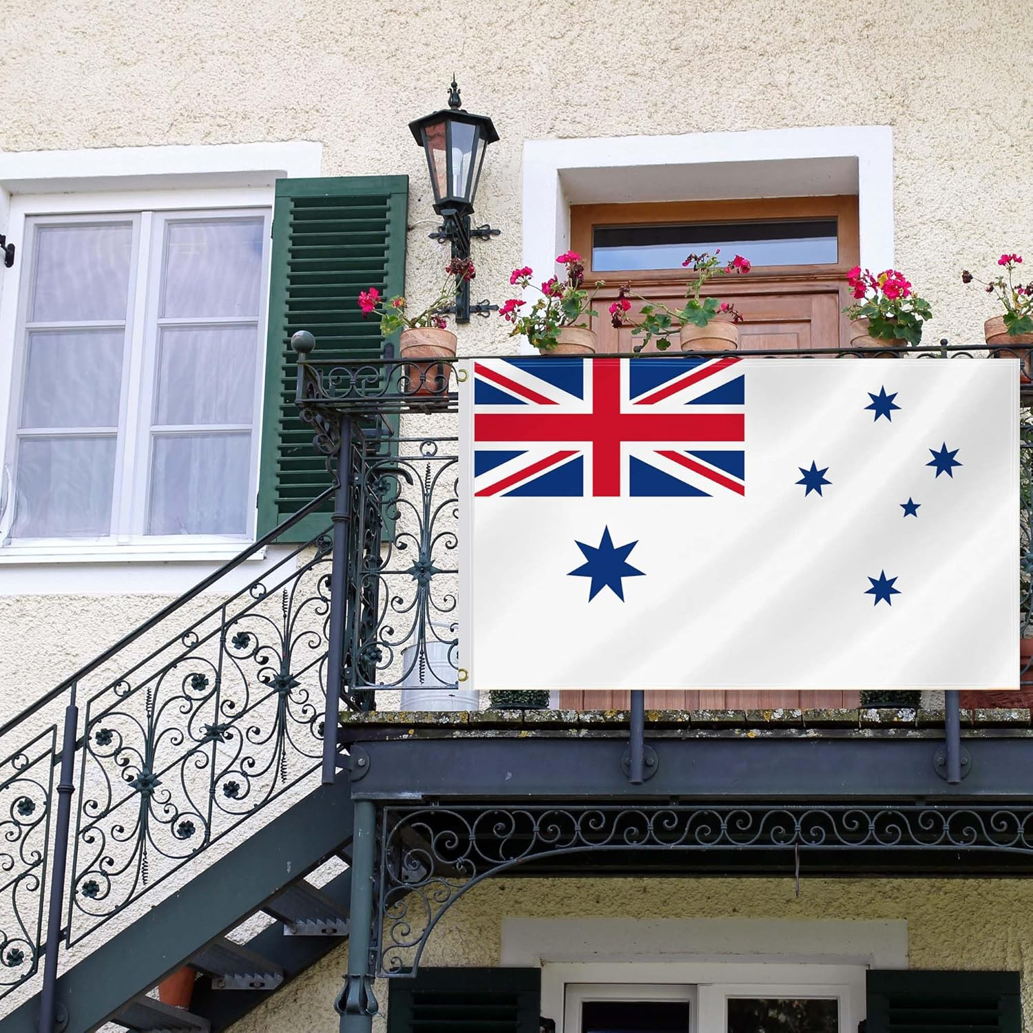 3&times;5 FT Australian White Ensign Navy Force Flag,Large Australian Naval National Decor,Double Side Digital Printed 150D Polyester Banner with Canvas Header Brass Grommet image number 2