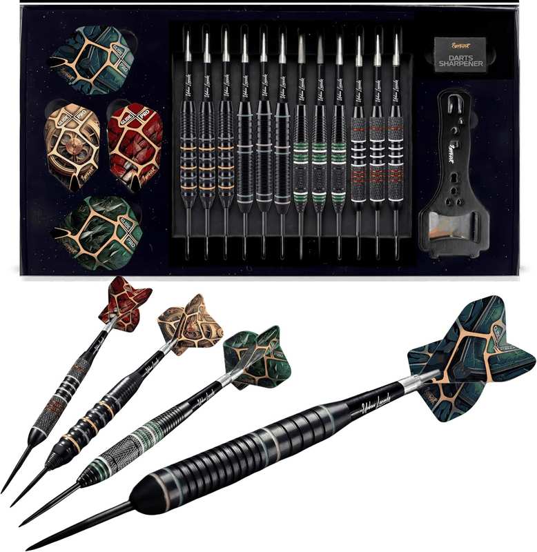 Ignatgames Premium Steel Tip Darts &ndash; 3/6/12 Pack Brass Barrels with Aluminum Shafts, 16 Glidexpro Flight Set, Tool Kit & Giftable Case