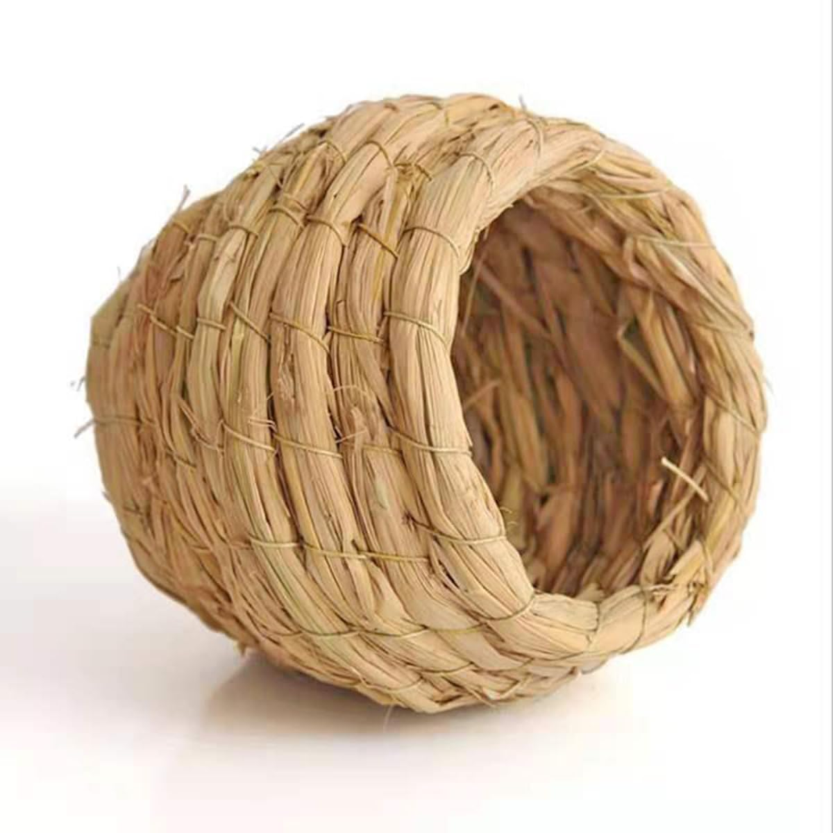 Hanging Straw Bird Nest Natural Fiber Birdhouse for Cage Warm Parrot Hideaway Shelter Hut for Small Finch Canary Lovebird Resting Breeding Playing
