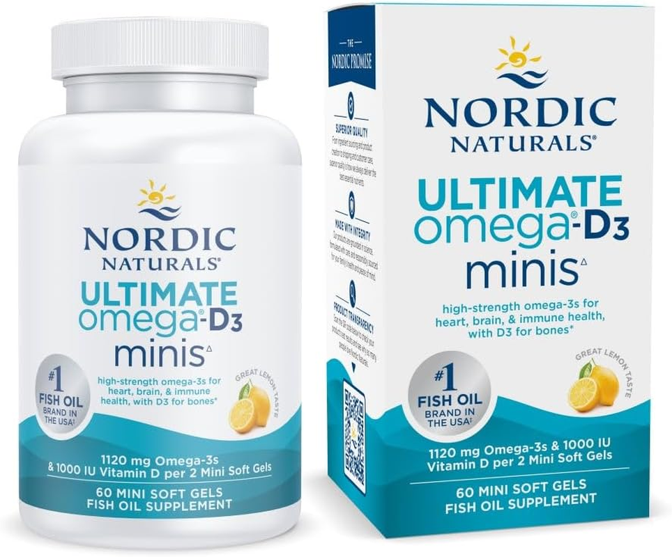 Nordic Naturals Ultimate Omega 2X Mini D3, Lemon Flavor - 1120 Mg Omega-3 + 1000 IU Vitamin D3-60 Mini Soft Gels - Omega-3 Fish Oil - EPA & DHA - Promotes Brain & Heart Health - 30 Servings image number 6
