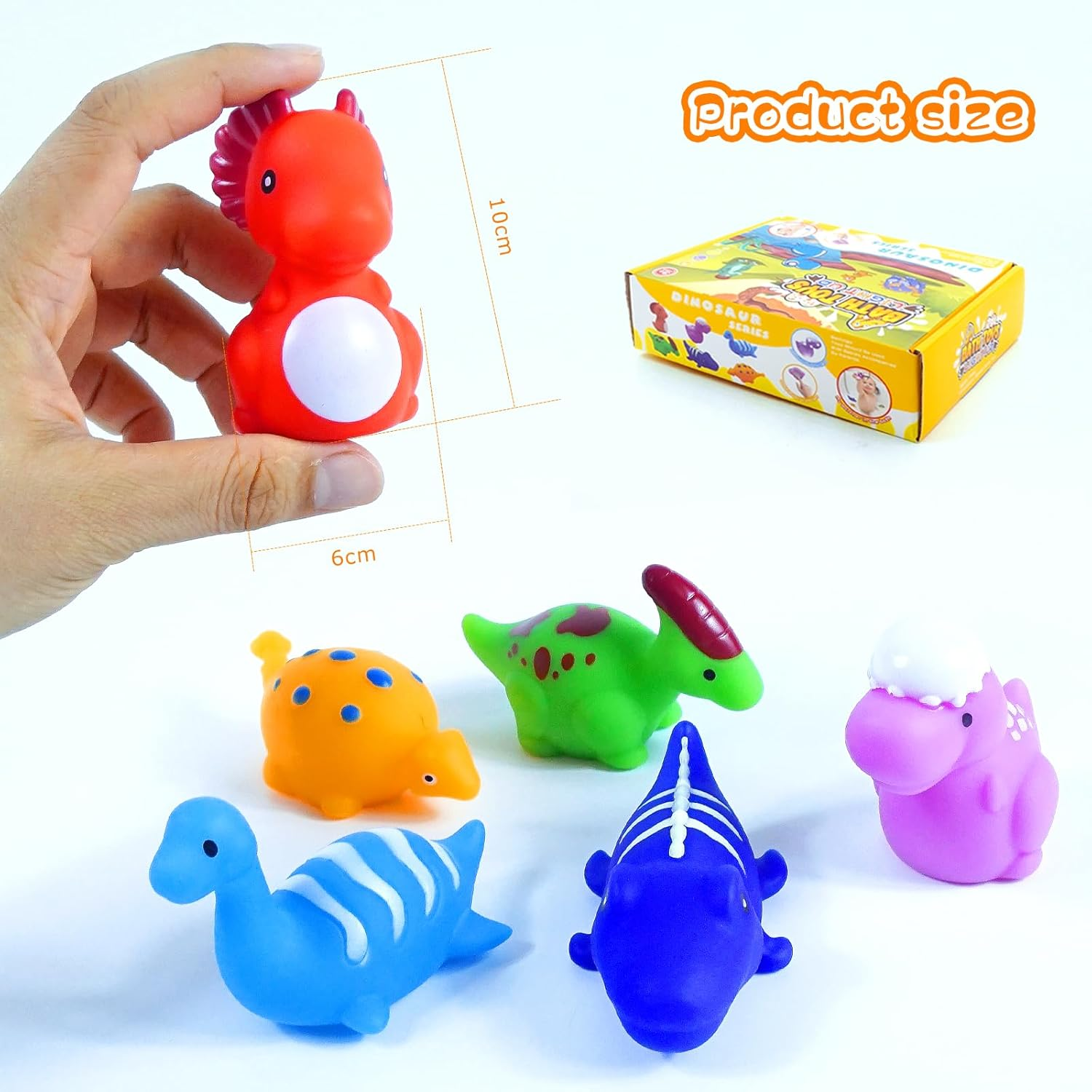 6 Packs Light-Up Floating Dinosaur Bath Toys Set, for Baby Toddler Nephew in Birthday Christmas Easter, Great Water Bathtub Shower Pool Bath Toy for Children Preschool image number 3