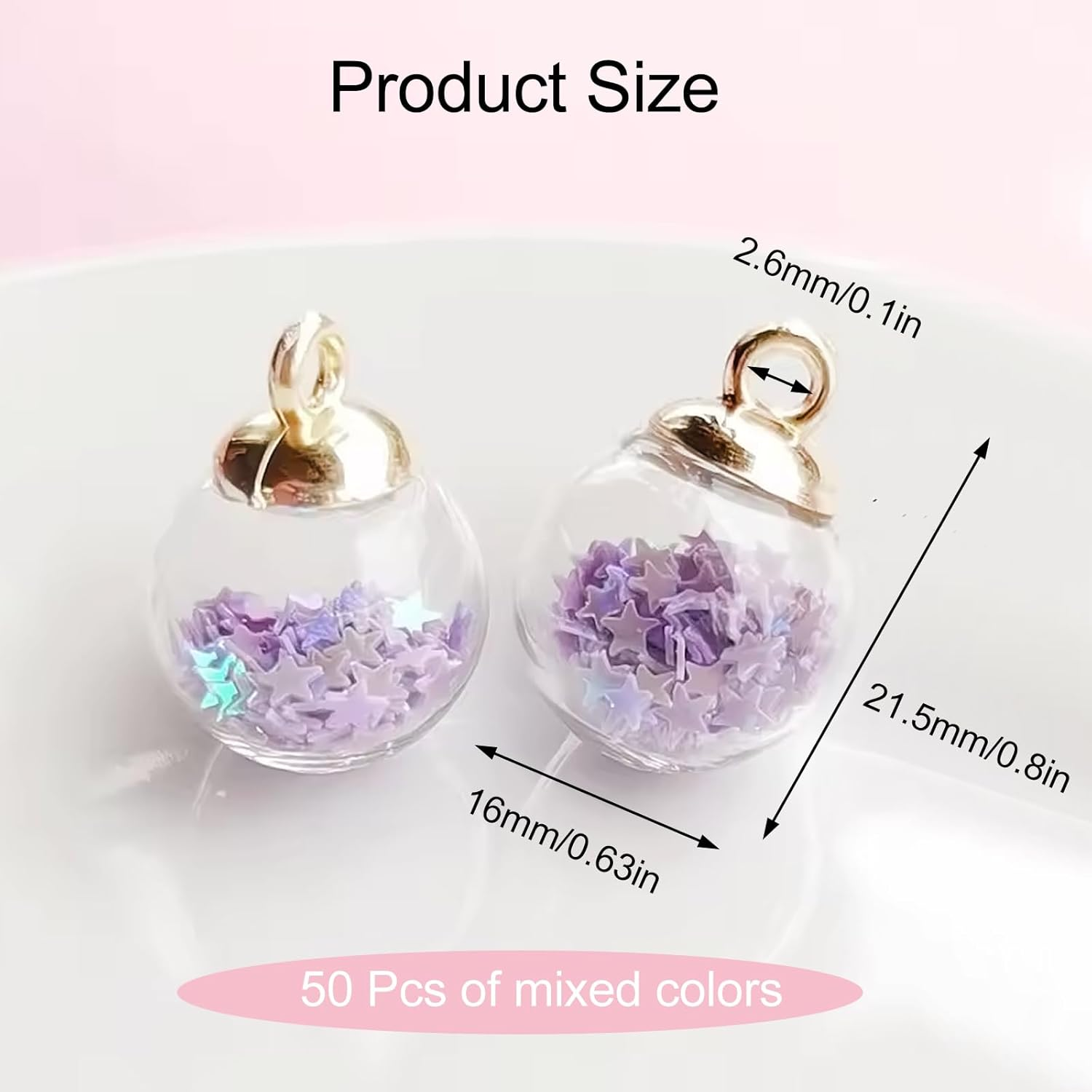 Star Glass Ball Charms, 60 Pcs Colorful Star Shiny Rhinestone Glass Ball Pendant Charm for DIY Jewelry Making, Necklace Bracelet Earring, Art Craft Making, DIY Supplies image number 3