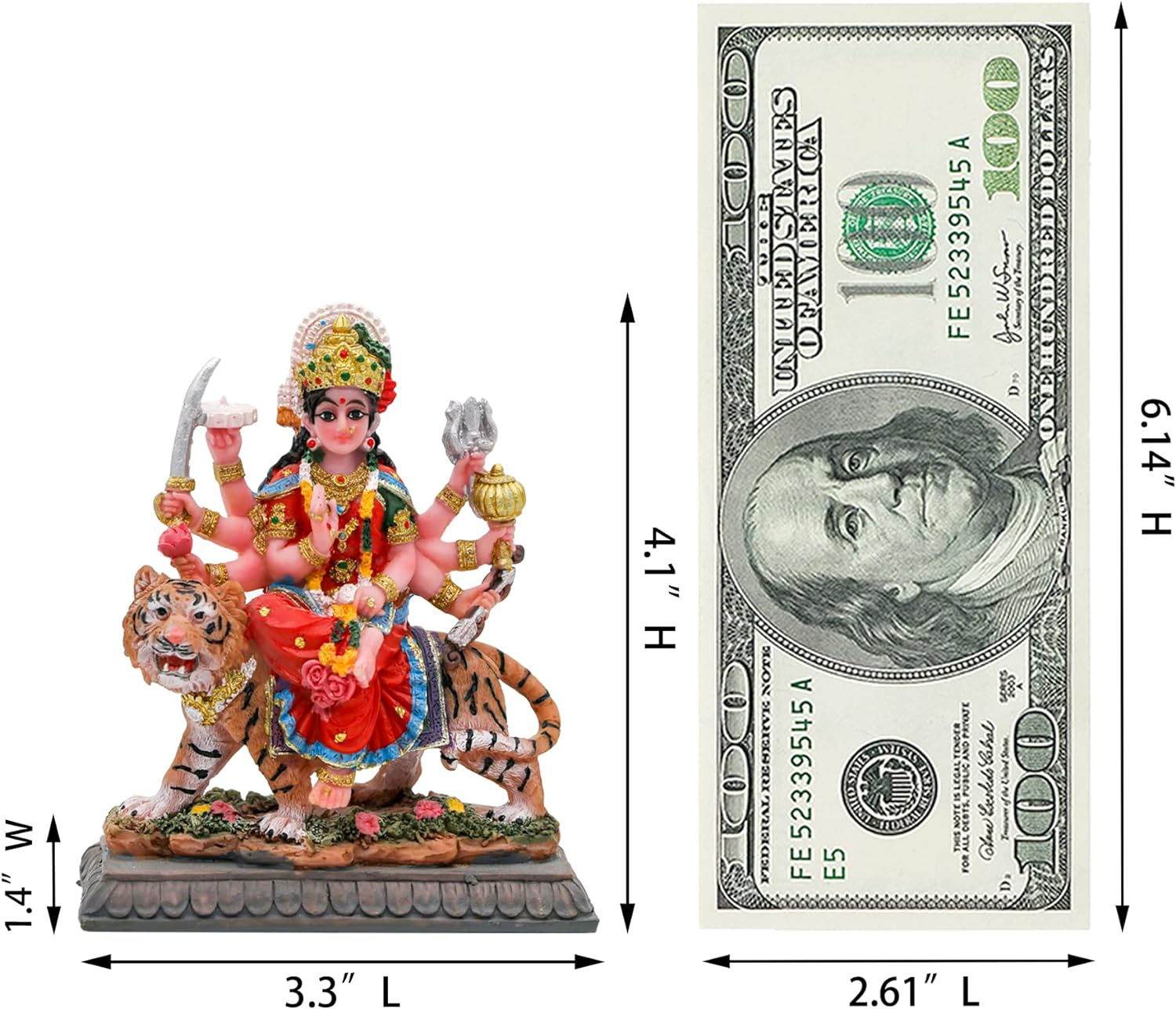 Small Maa Durga MATA Statue - 4.1&rdquo; H Durga Sculpture India God Hindu Goddess Murti Hindu Pooja Item for Home Office Temple Mandir Altar Puja Diwali Gifts Diwali Decor image number 2