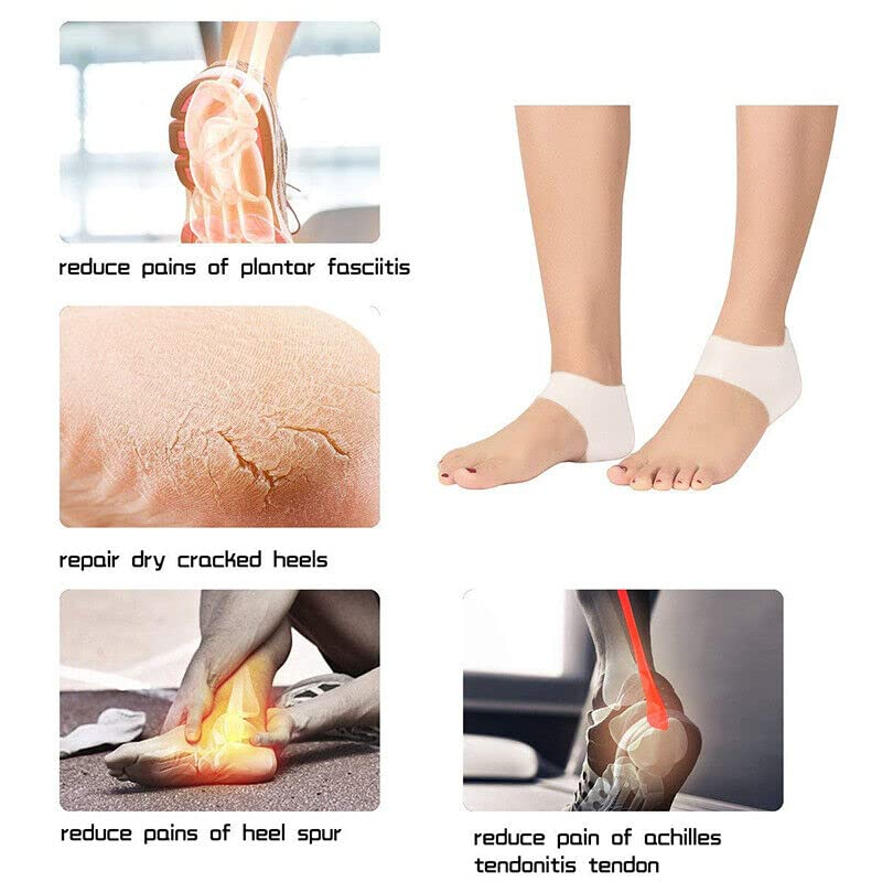 AIMALL 1 Pair Silicone Gel Heel Socks for Cracked Feet and Pain Relief &ndash; Reusable Foot Care Sleeves for Plantar Fasciitis, Heel Spurs, Moisturizing Skin Protector image number 4