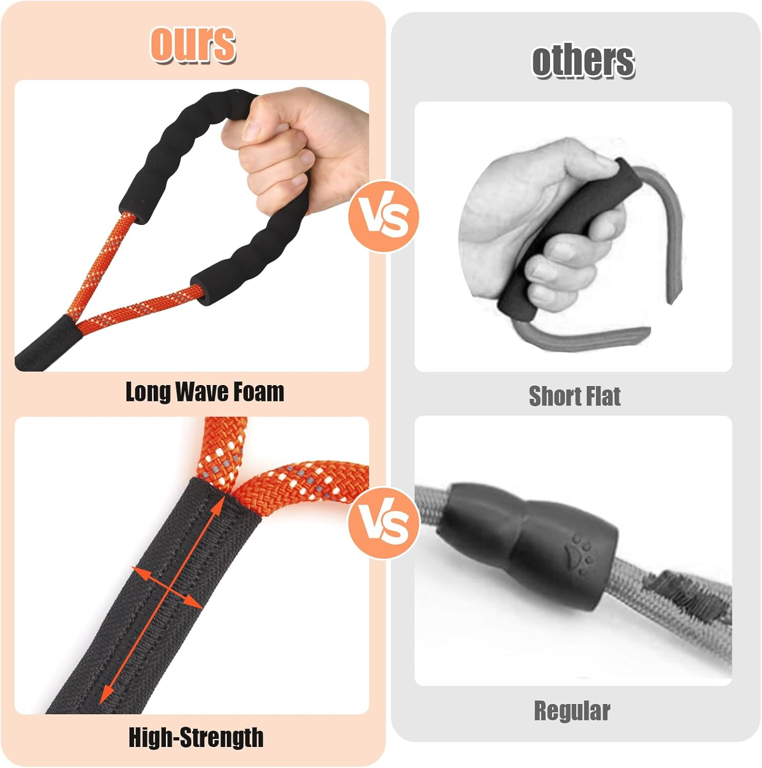 Dog Training Leash 5M 10M 15FT 30FT Reflective Extra Long Dog Lead Leash outside Puppy Camping Safety Back-Yard Rope Dog Lead for Small Medium Large Orange Dog Leash 15FT(5M) image number 4