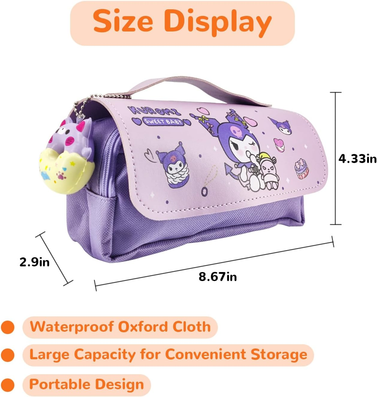 Heartquakes Cute Pencil Pouch Kawaii Big Pencil Case - Cute School Supplies for Girls - Holds up to 50 Pens image number 3