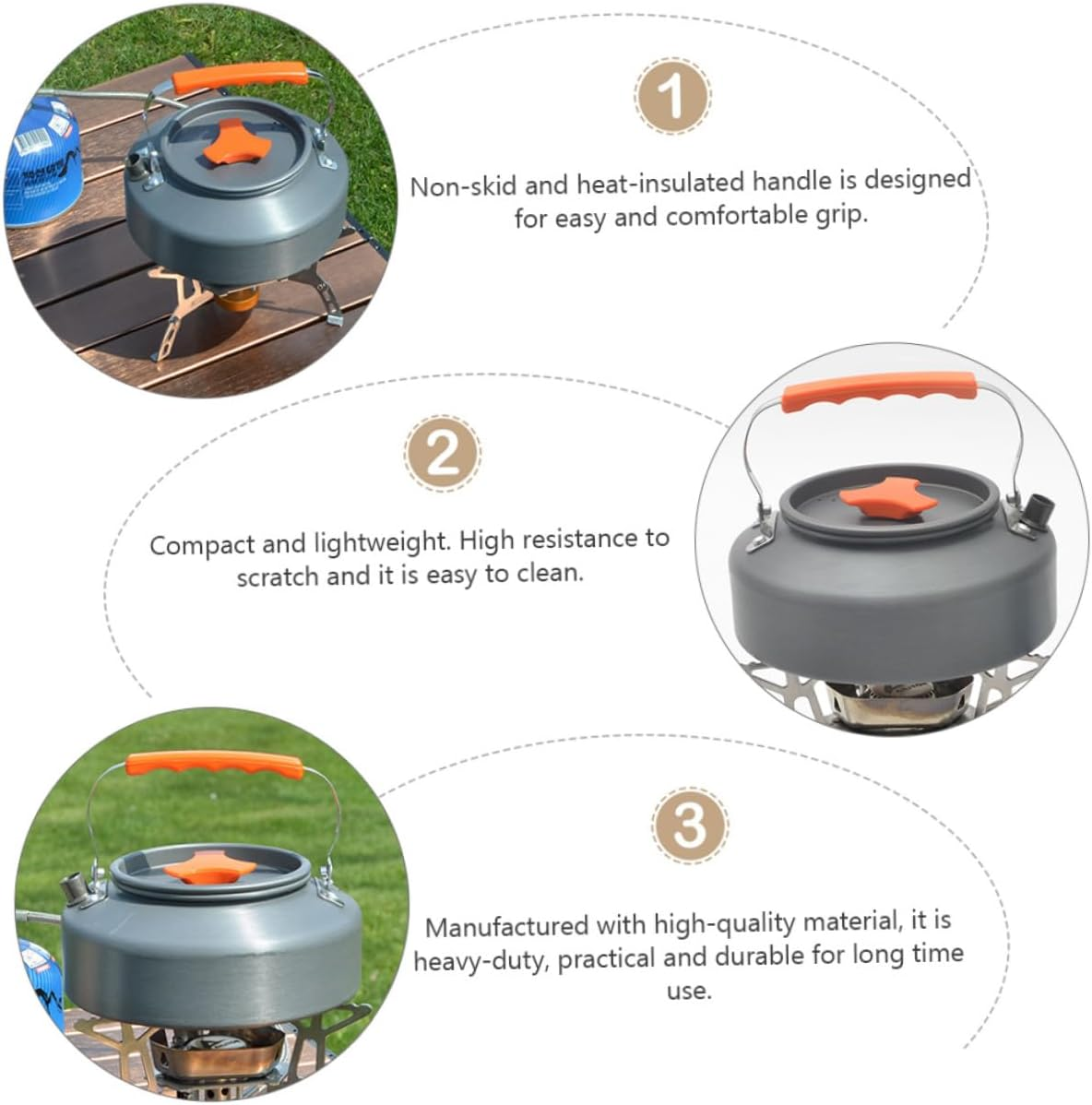 Outdoor Portable Kettle Boiling Tea Pot Camping Water Kettle Folding Handle image number 3