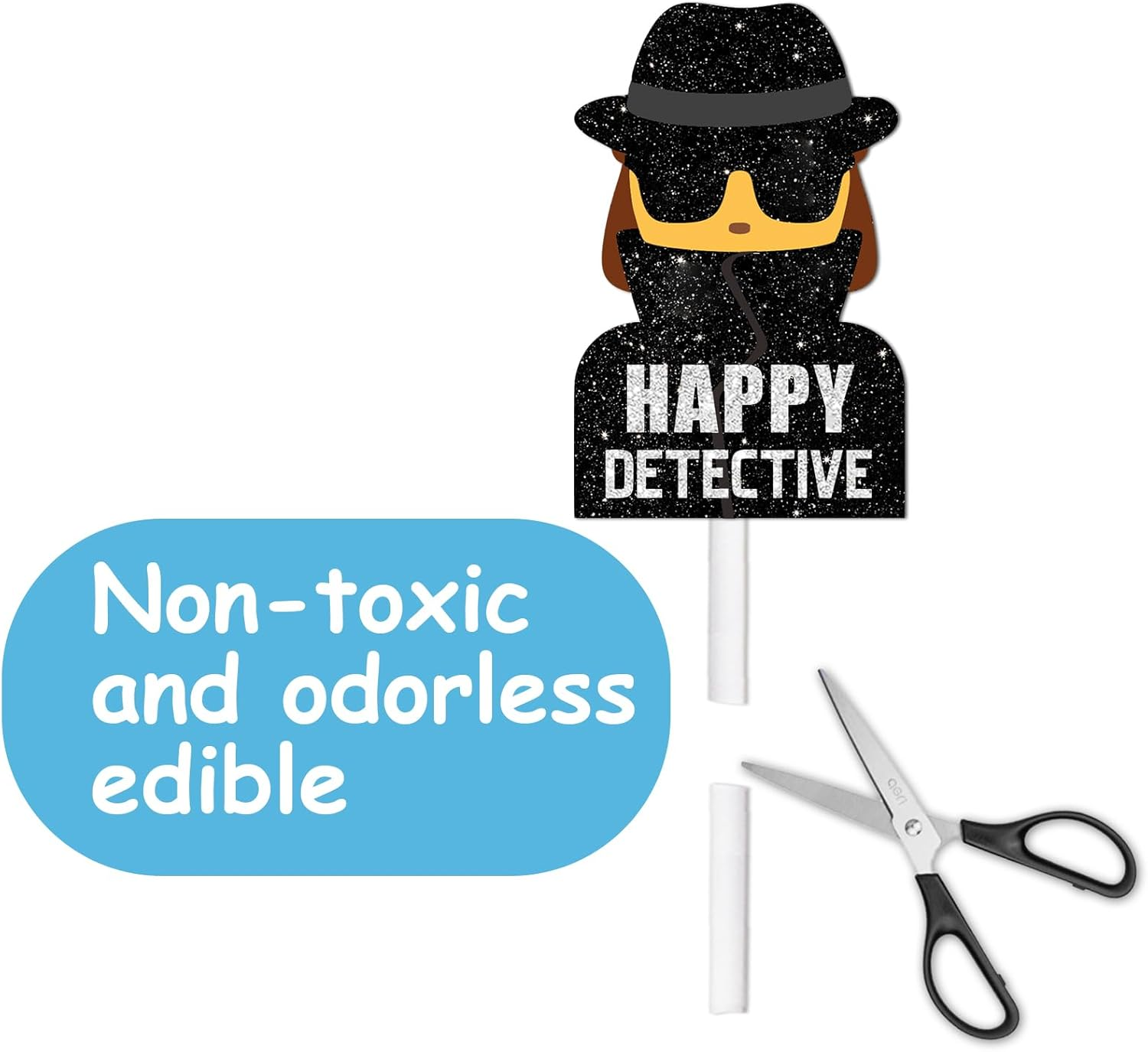 18Pcs Glitter Dessert Cupcake Topper Mystery Crime Clue Evidence Detective Agent Theme Happy Birthday Party Decor Supplies Decorations image number 4